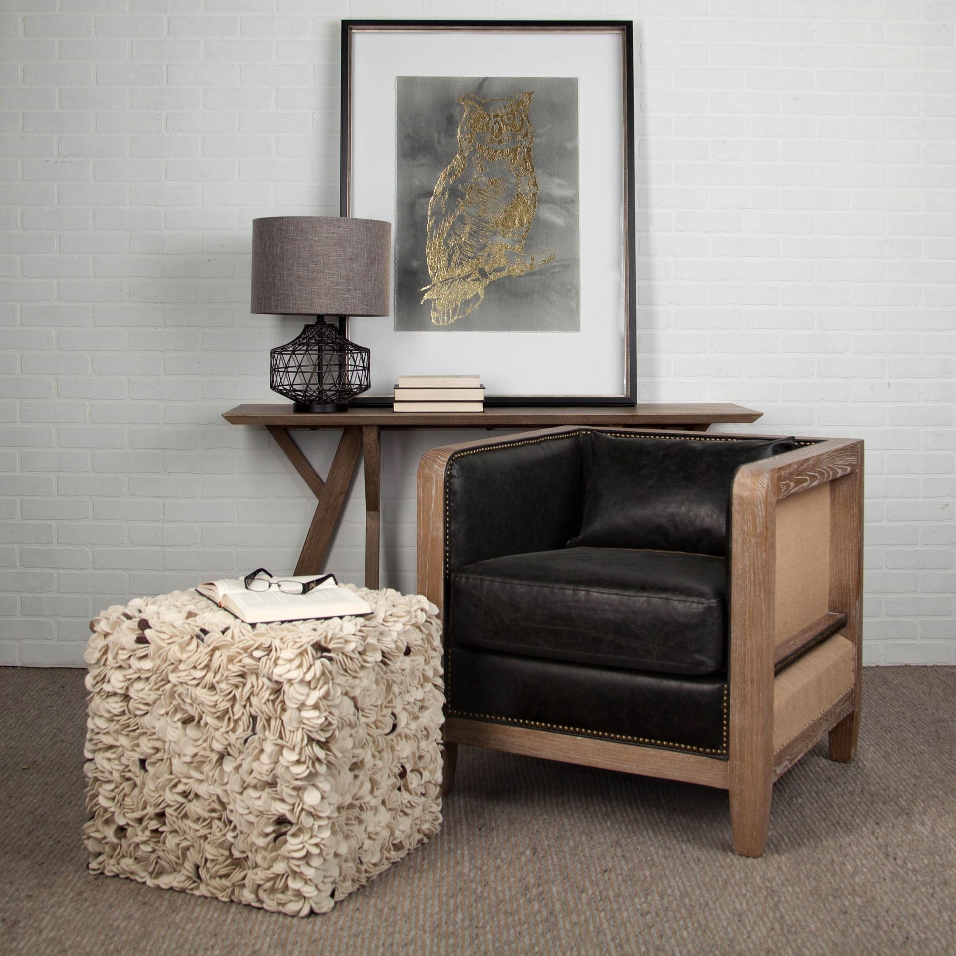 Clark Bronze Barrel Metal Base Beige Linen Shade Table Lamp