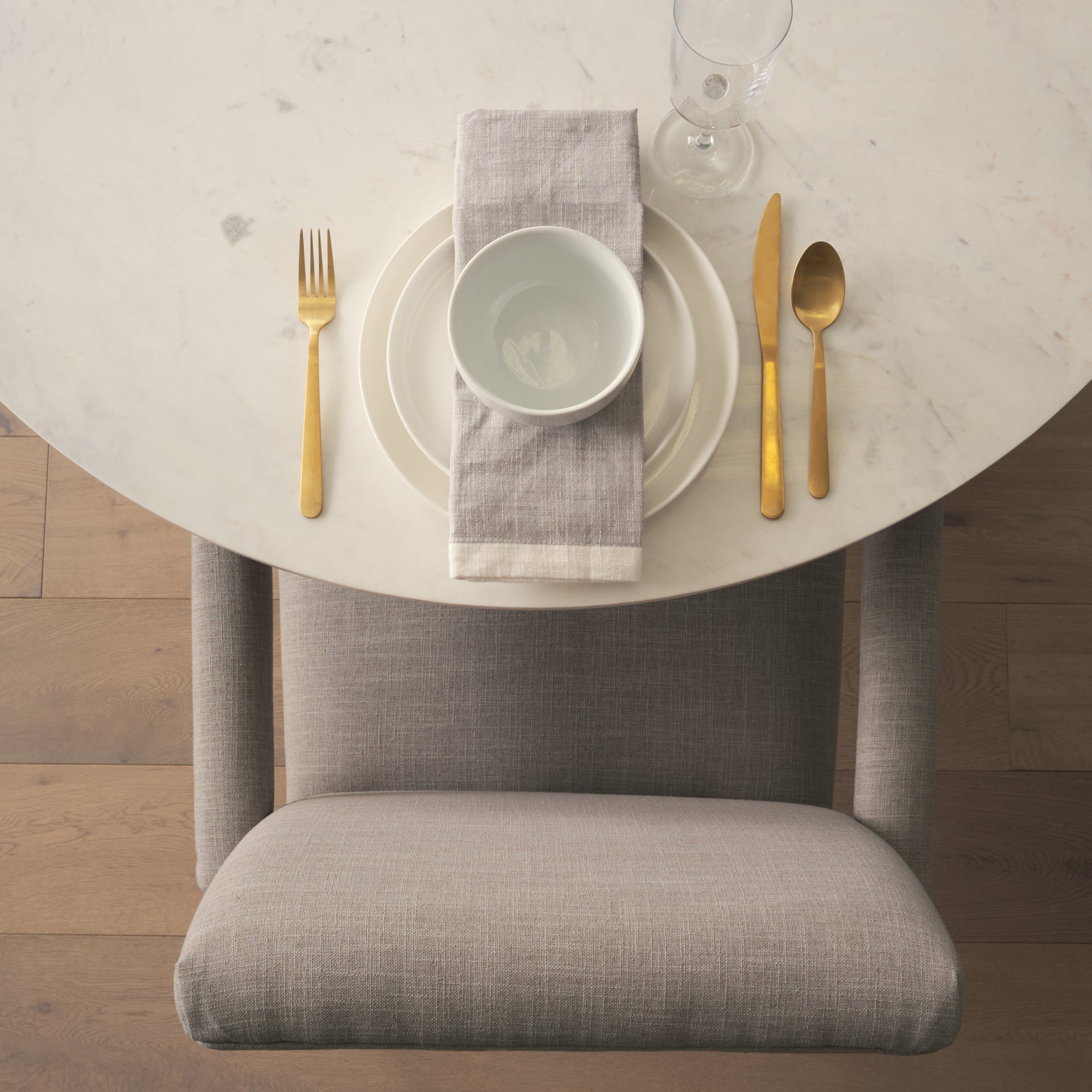 Palisades Grey Fabric Wrap Brown Wooden Frame Dining Chair