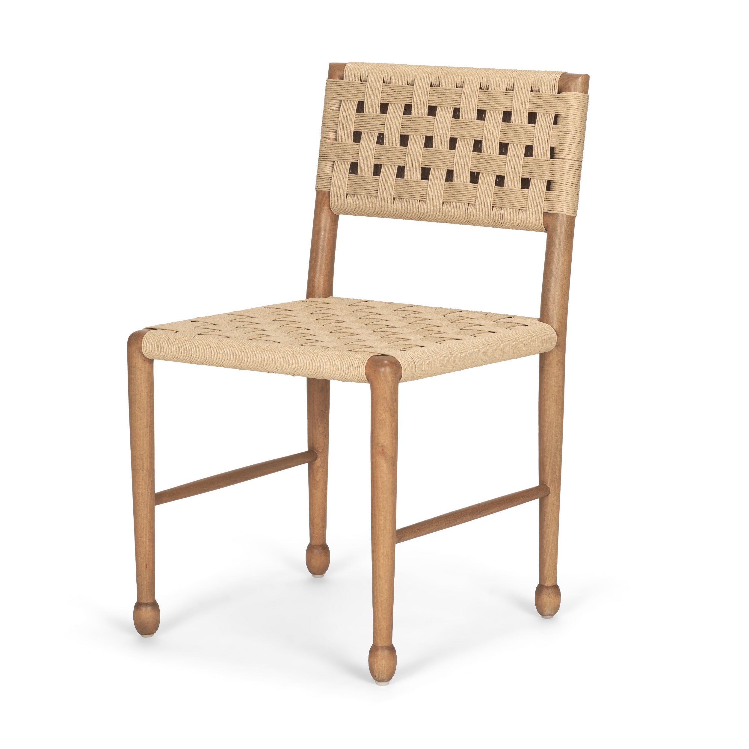 Brinley Woven Paper Rope with Brown Wood Frame Dining Chair