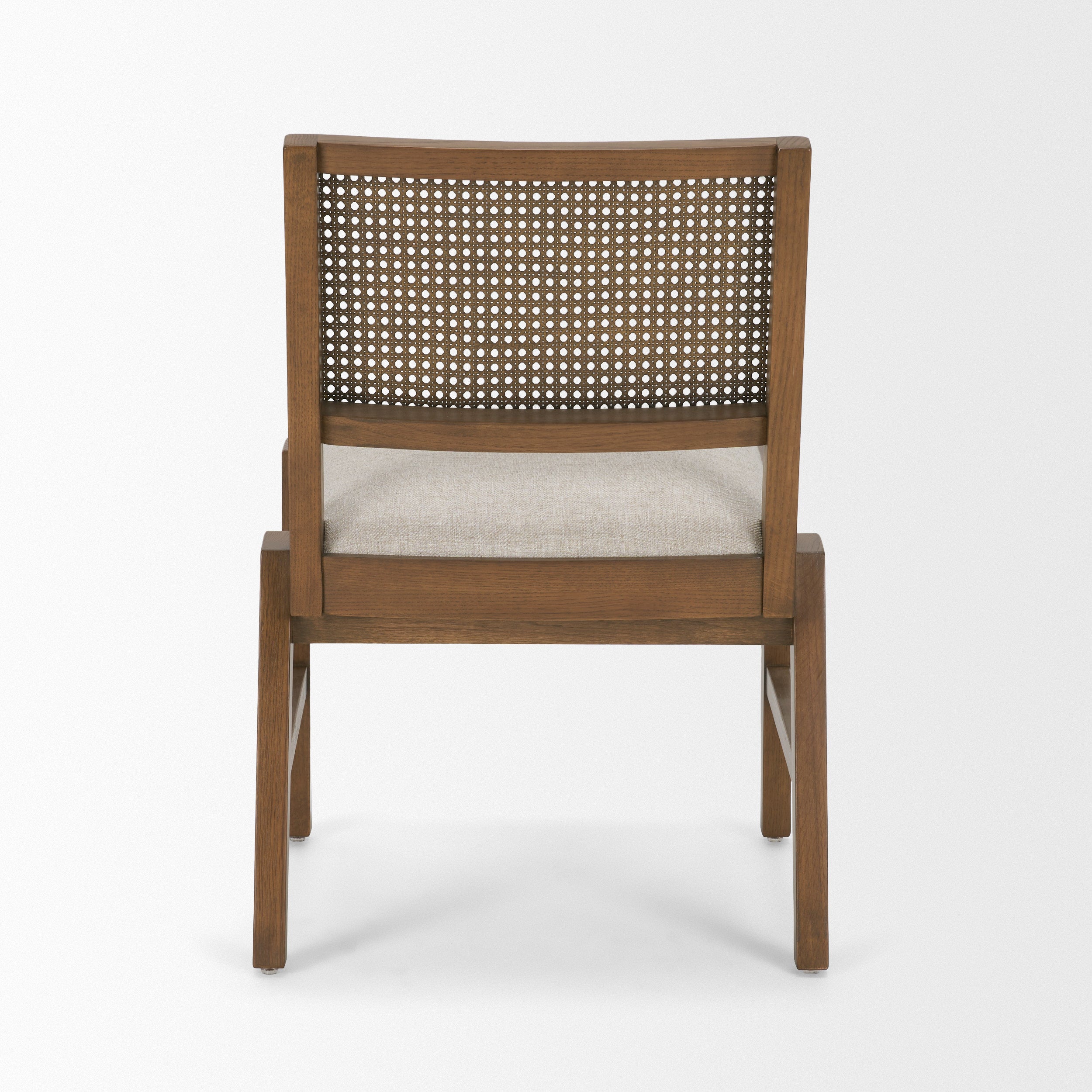 Reid Framed Brown Cane Cream Fabric Dining Chair