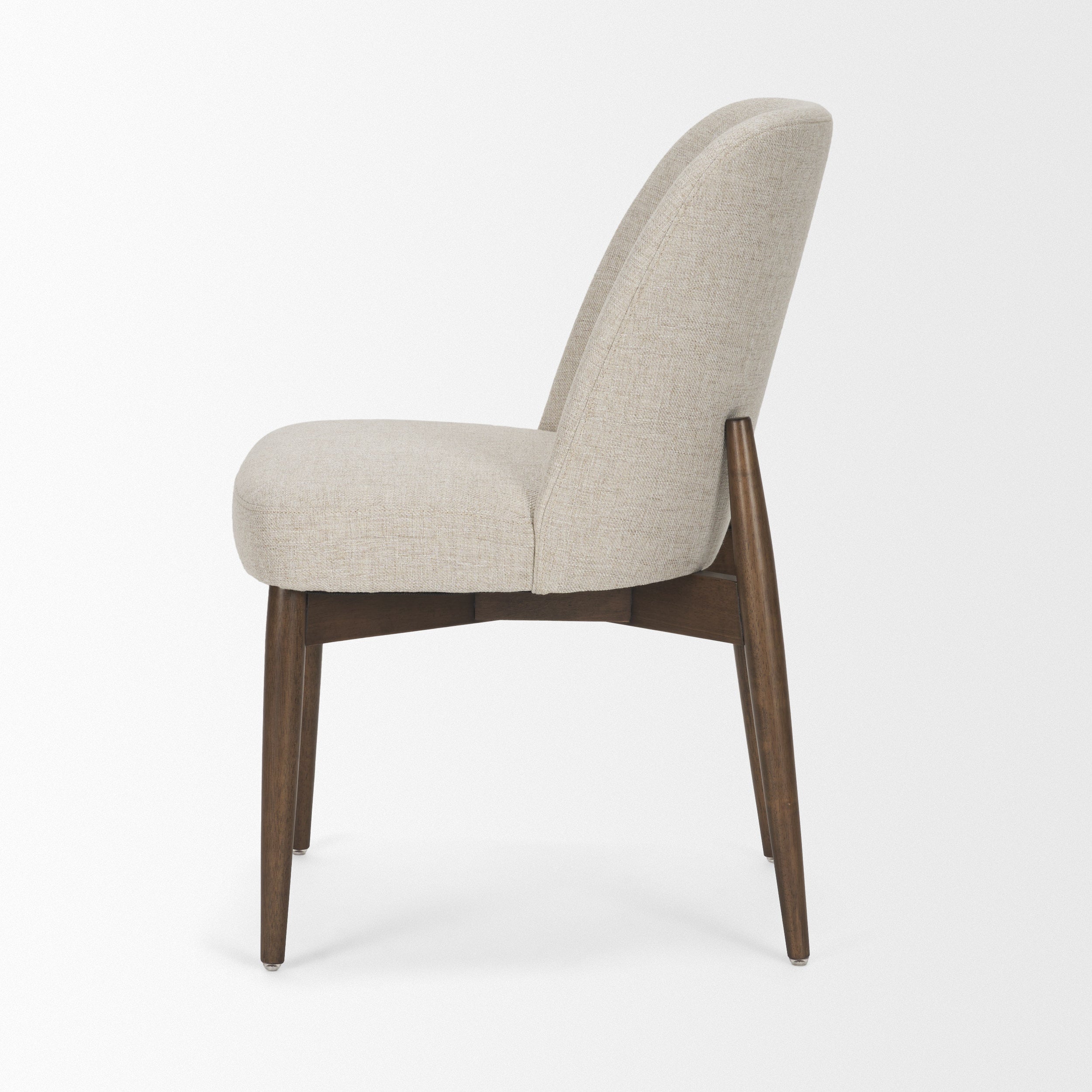 Abbie Curved Back Oatmeal Fabric Armless Dining Chair