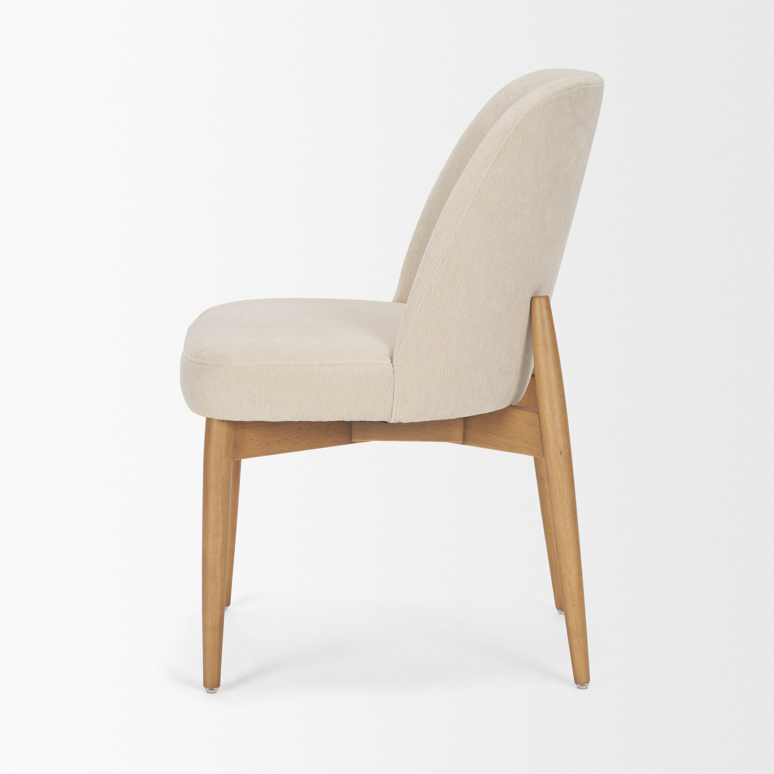 Abbie Curved Back Oatmeal Fabric Dining Side Chair