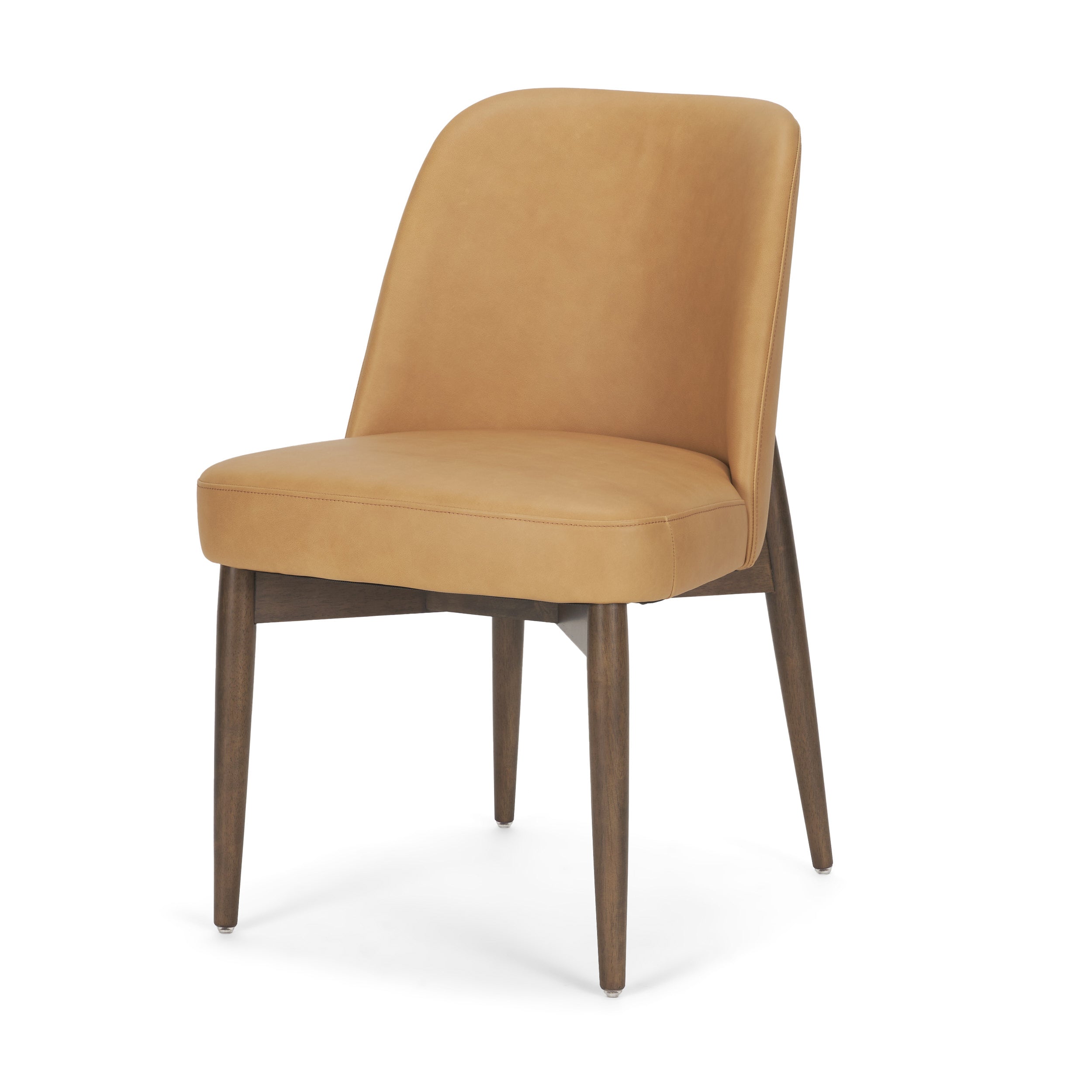 Abbie Slope Curved Back Tan Leather Dining Side Chair