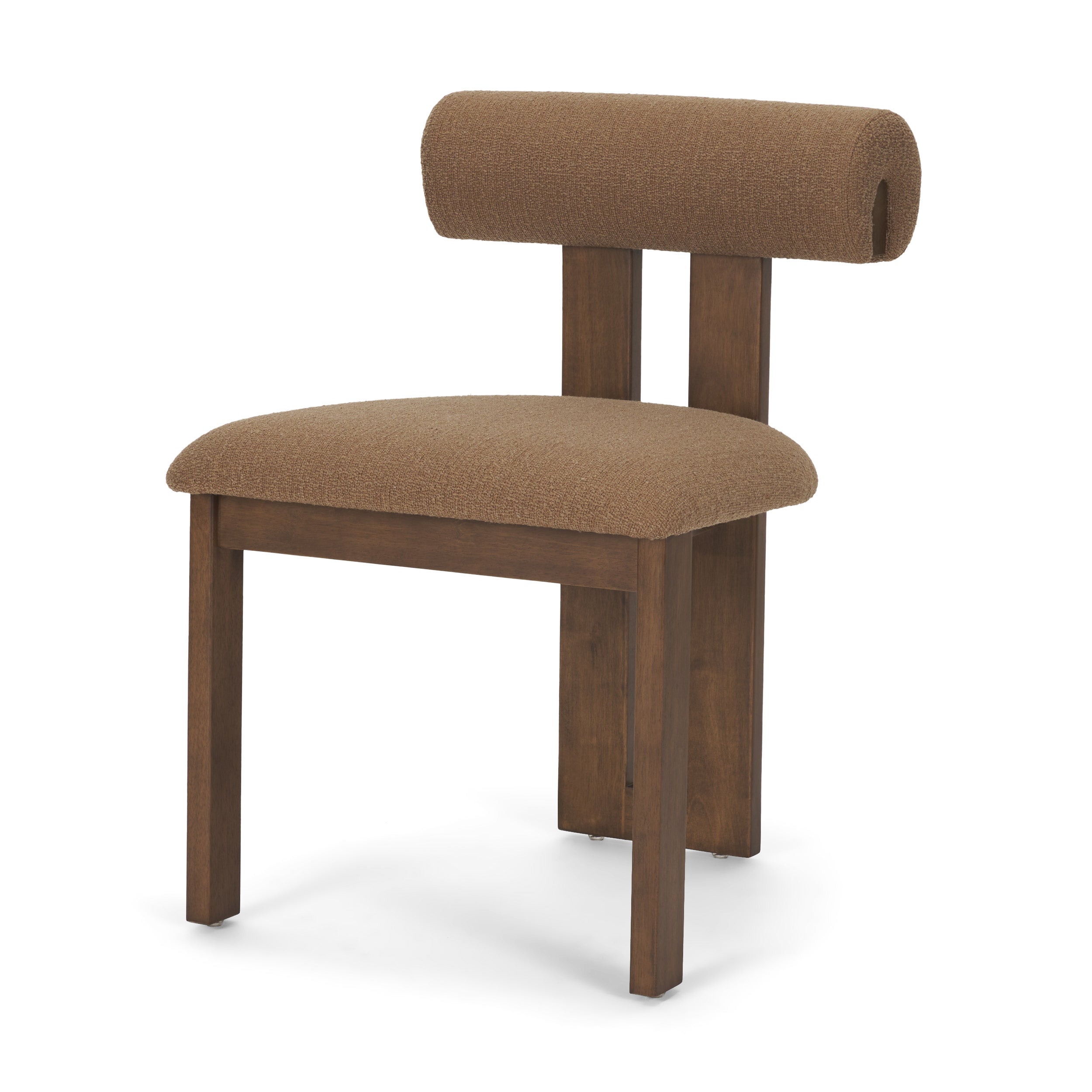 Tribeca Curve Open Back Mocha Fabric Tripod Frame Dining Chair