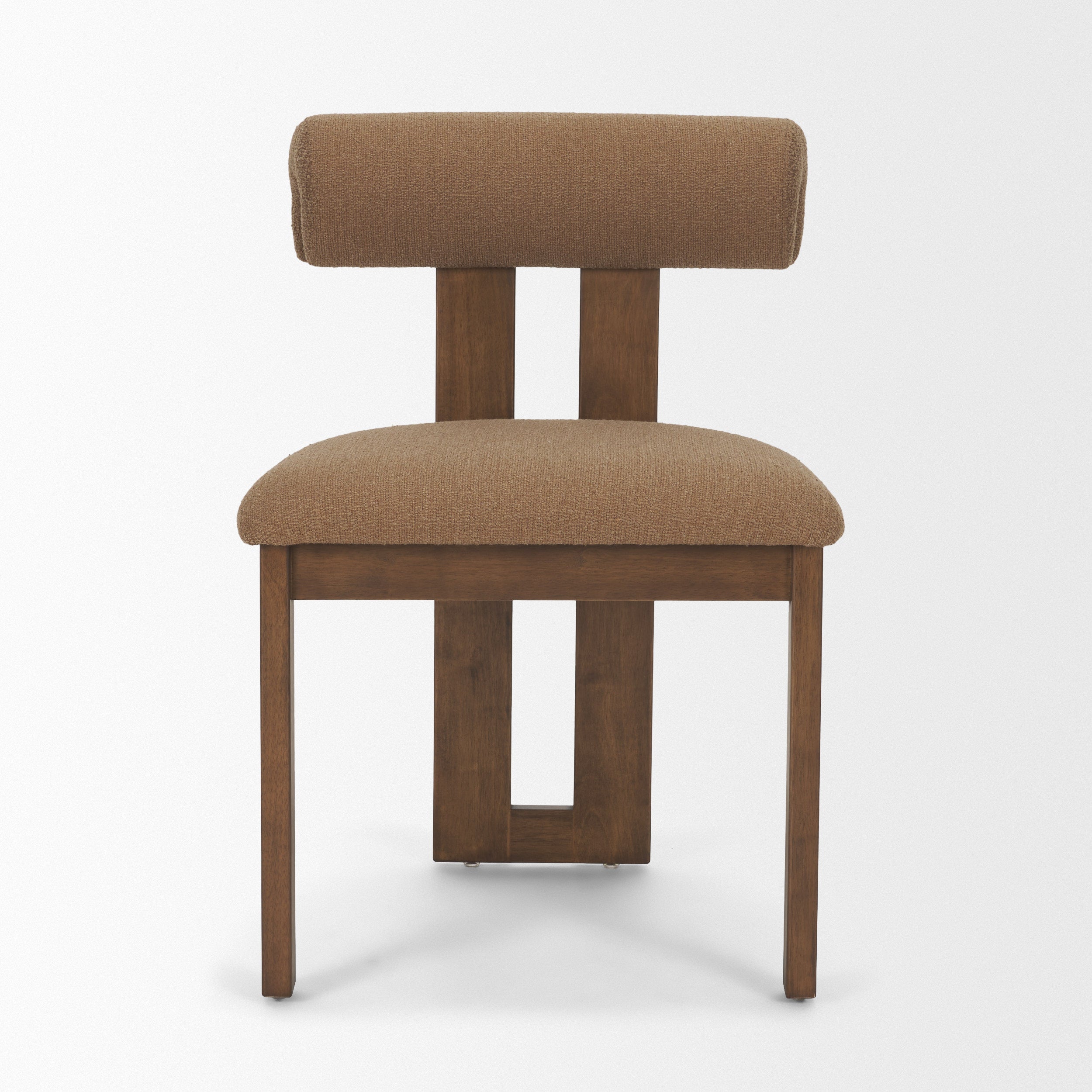 Tribeca Curve Open Back Mocha Fabric Tripod Frame Dining Chair