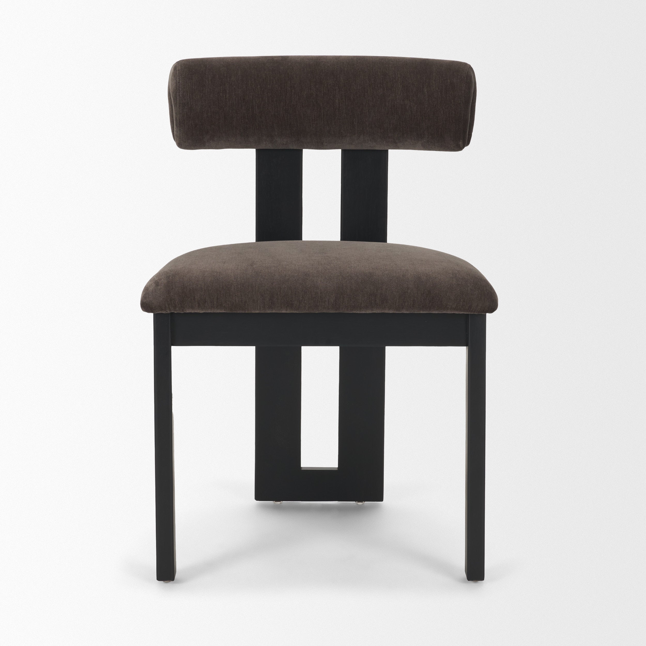 Tribeca Curve Open Back Charcoal Chenille Tripod Frame Dining Chair
