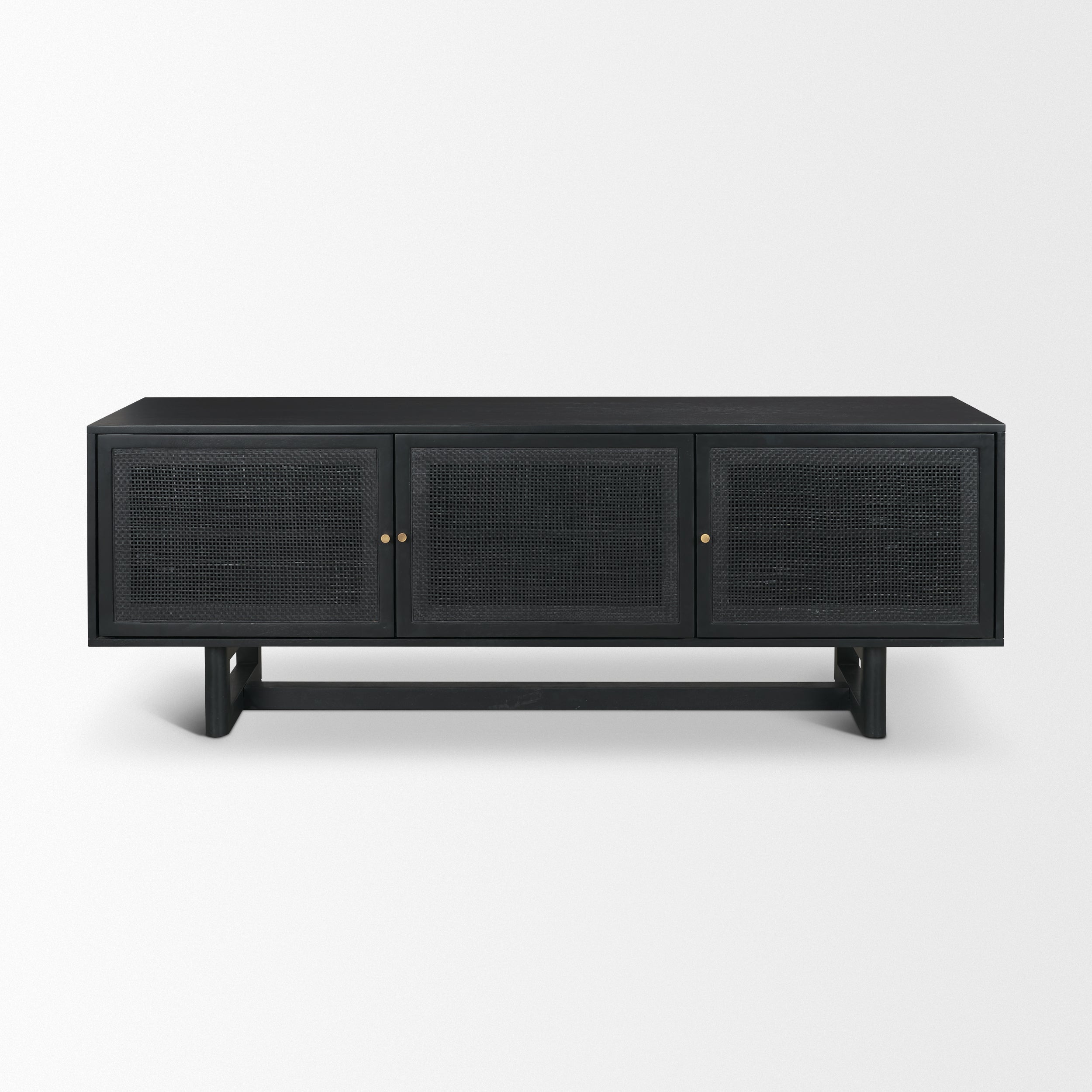 Grier 65" Black Solid Wood with Black Cane Media Console