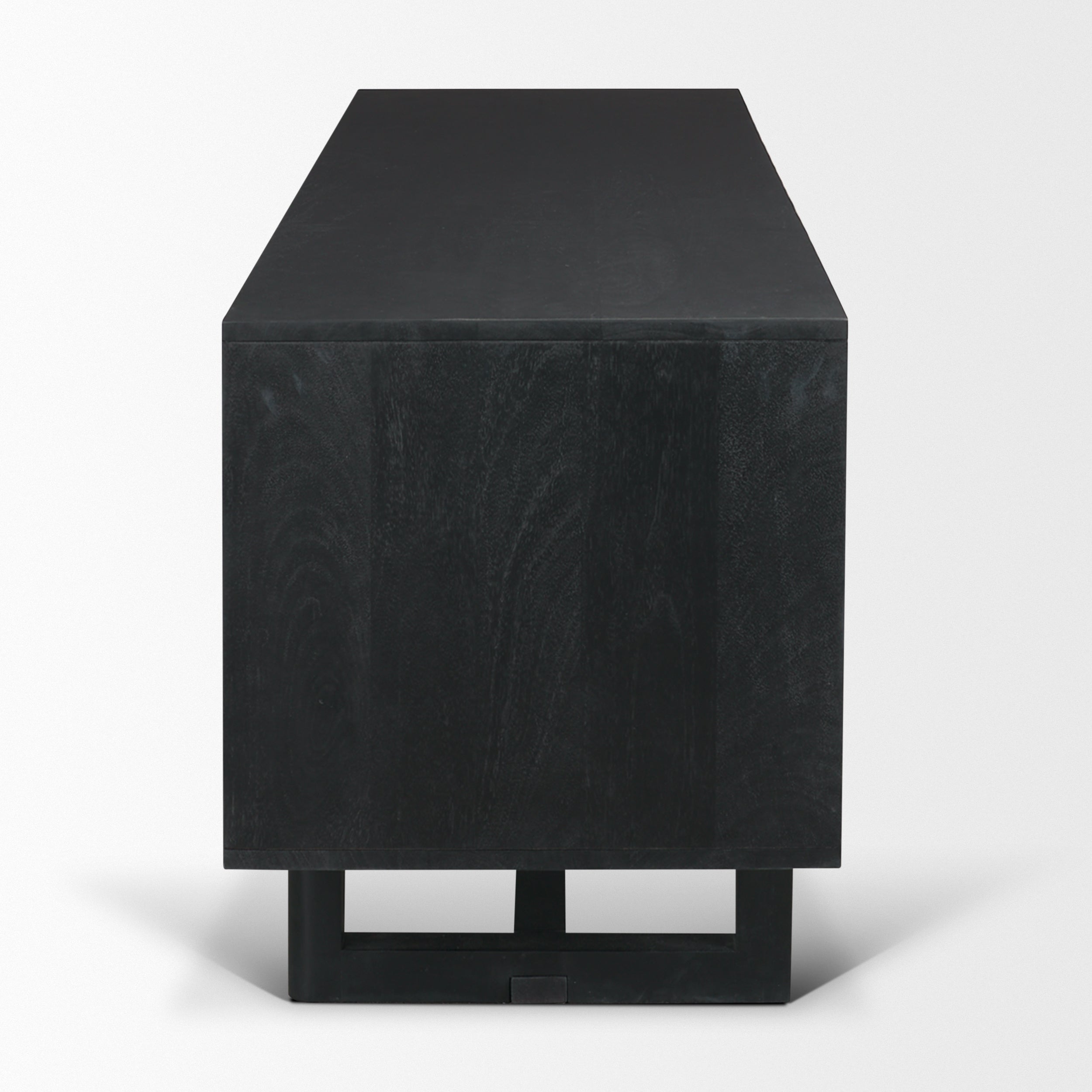 Grier 65" Black Solid Wood with Black Cane Media Console