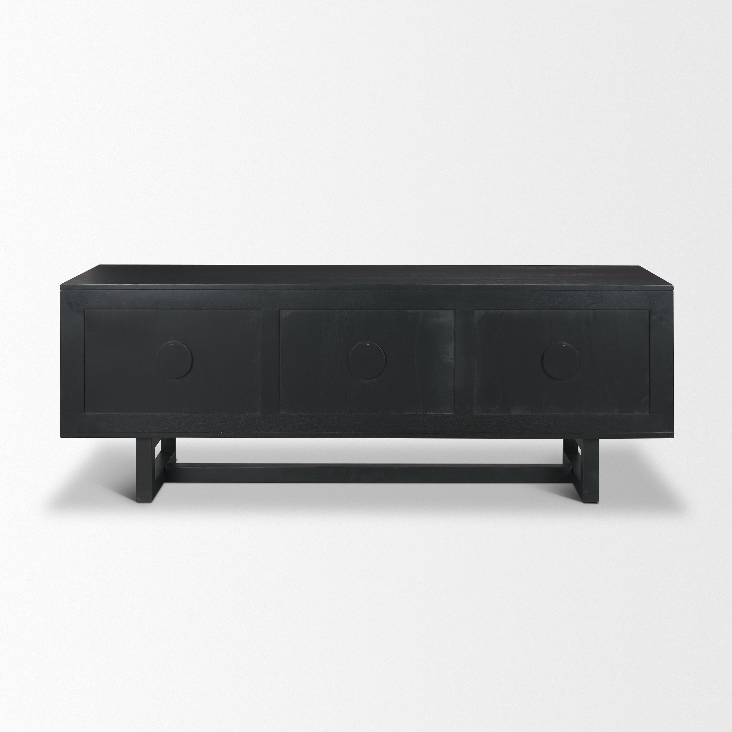 Grier 65" Black Solid Wood with Black Cane Media Console