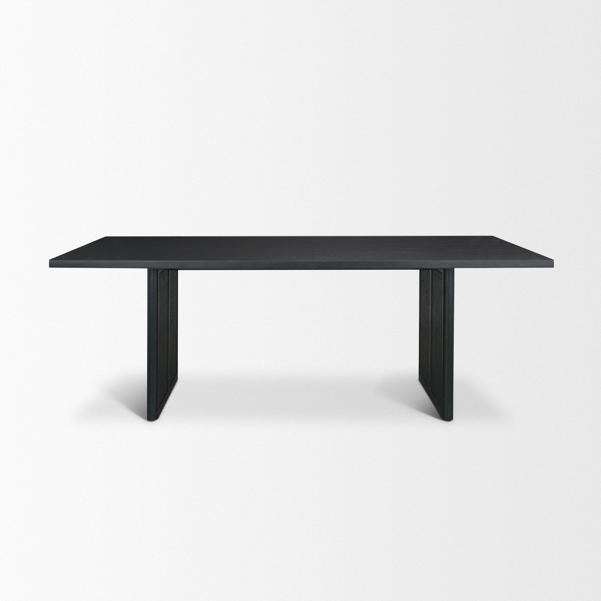 Grier 84" Black Wood with Black Cane Dining Table