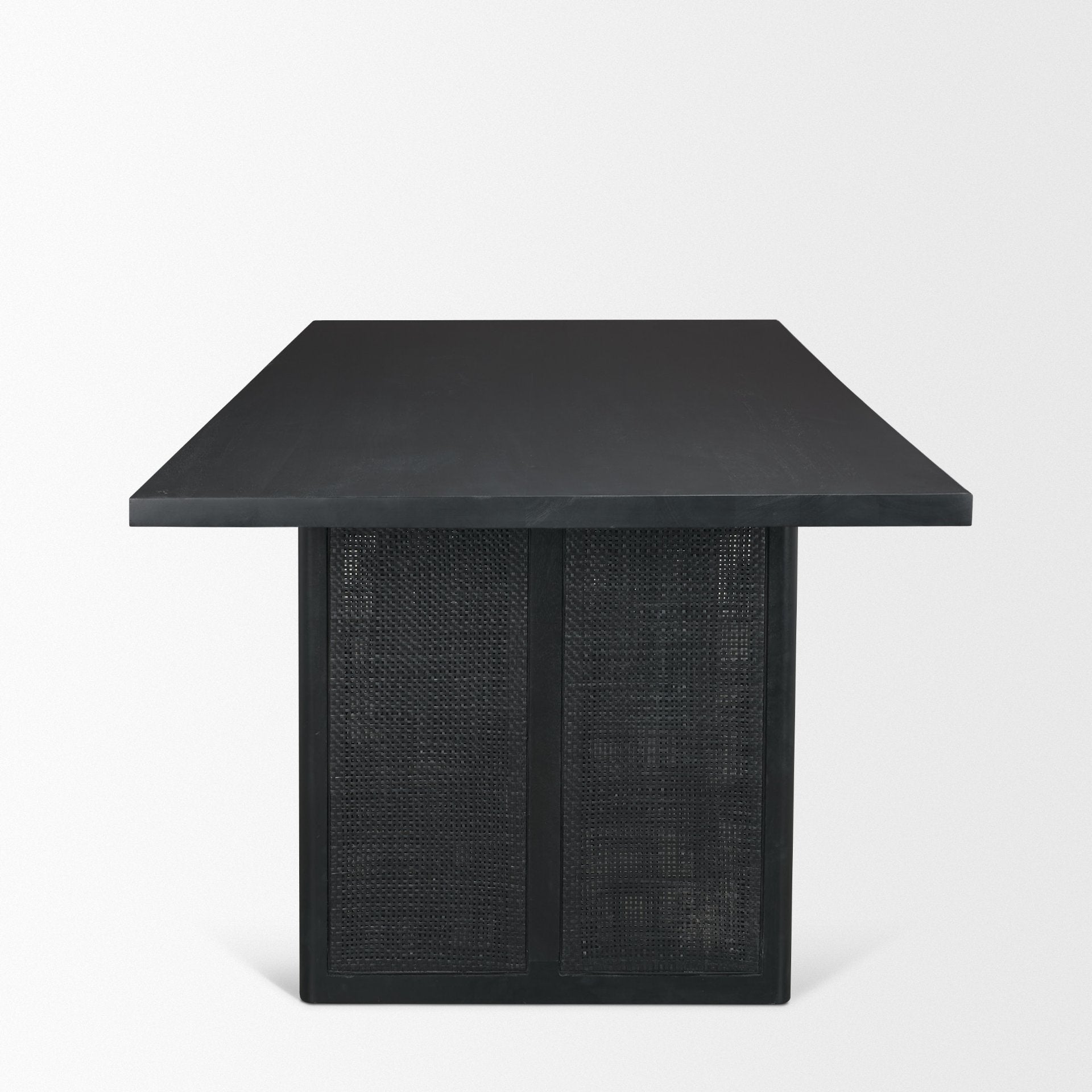 Grier 84" Black Wood with Black Cane Dining Table