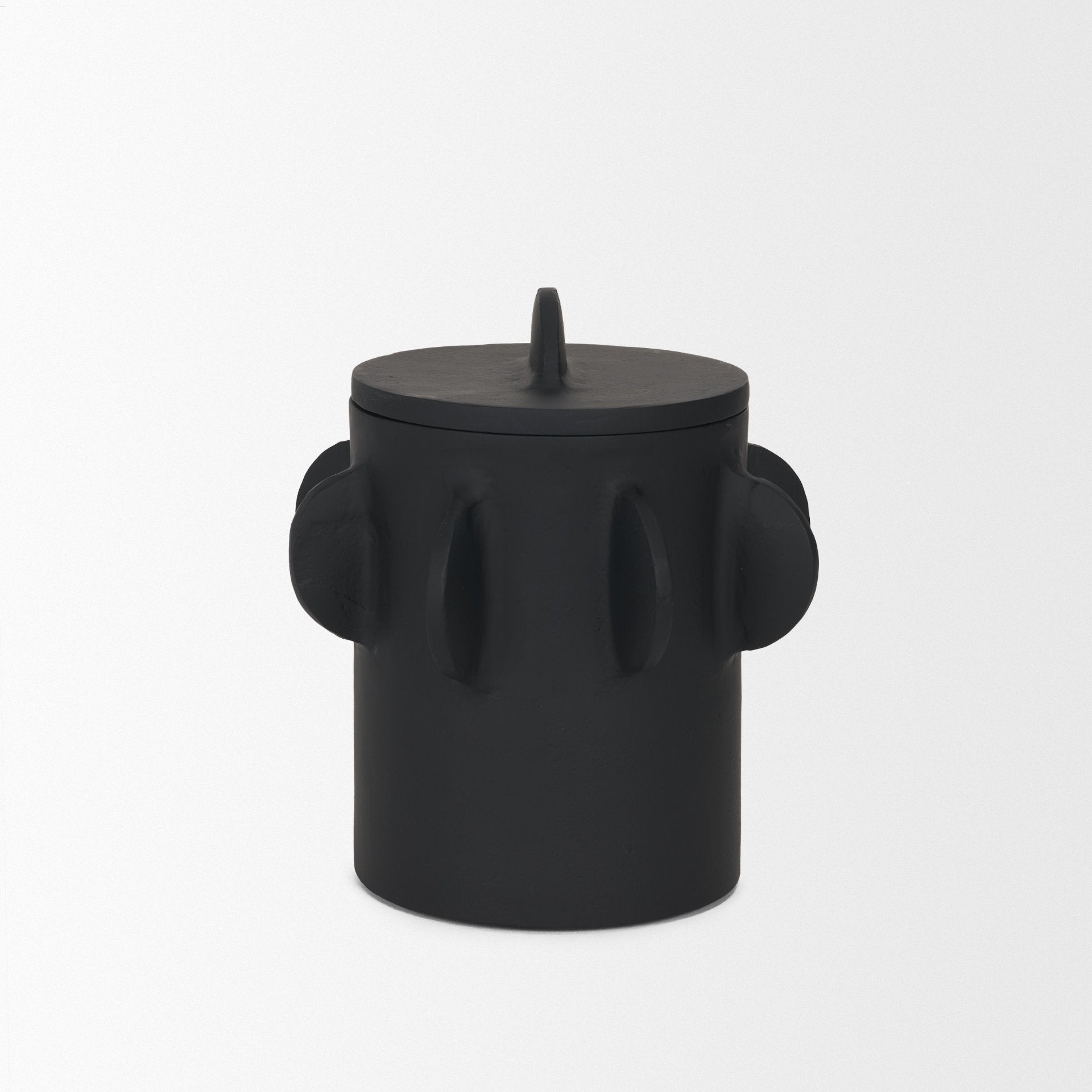 Deacon Small Metal Canister with Sculptural Handles