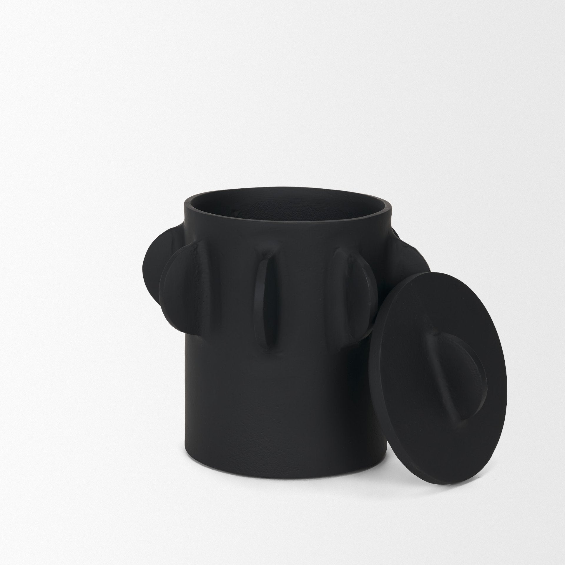 Deacon Small Metal Canister with Sculptural Handles