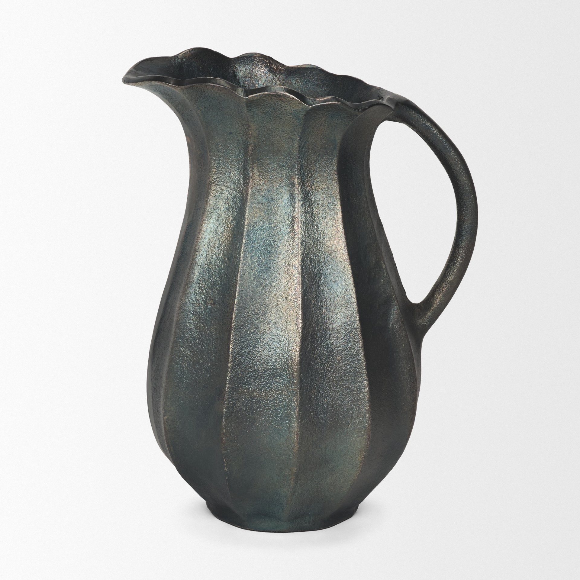 Anya Matte Black Scalloped Petal Cast Metal Jug