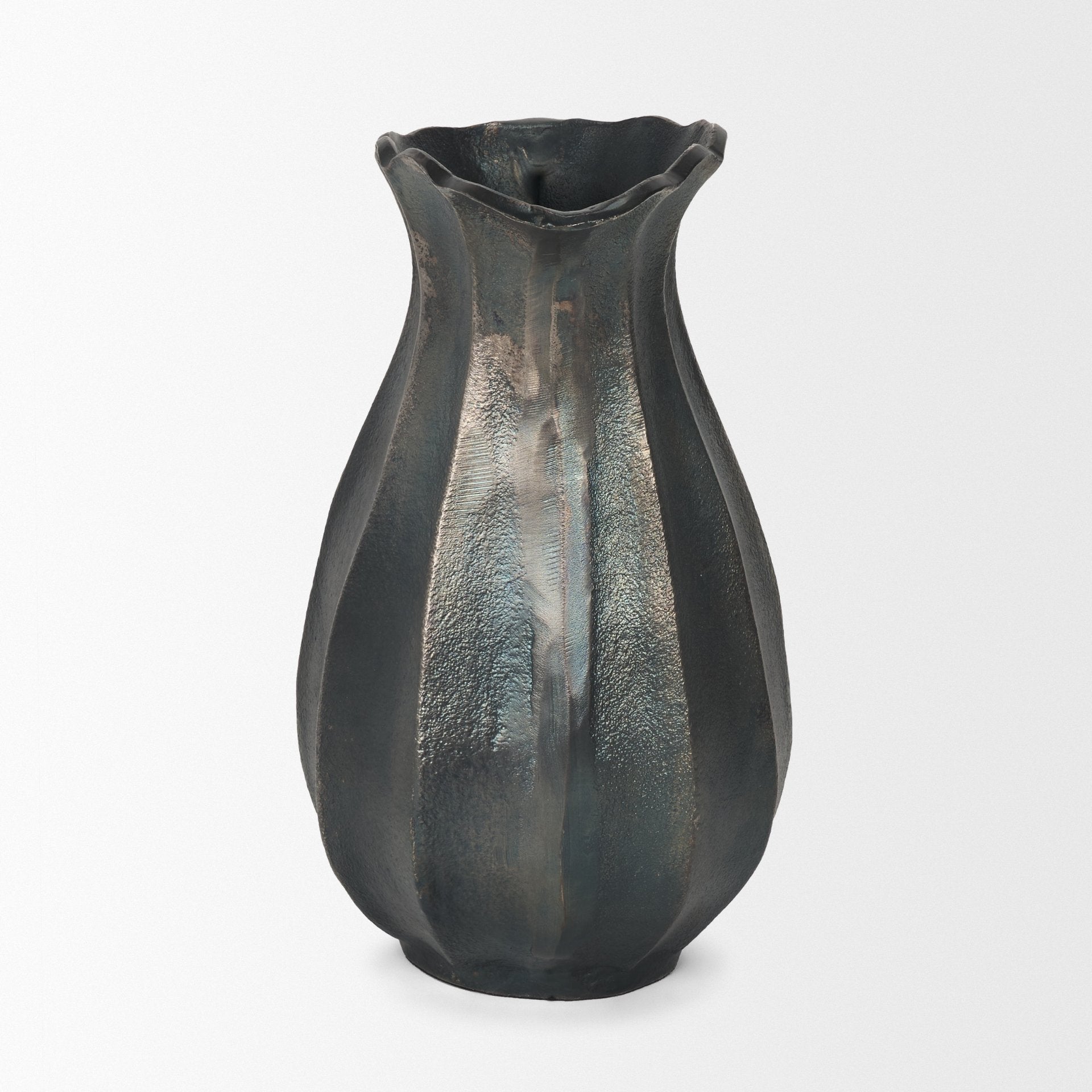 Anya Matte Black Scalloped Petal Cast Metal Jug