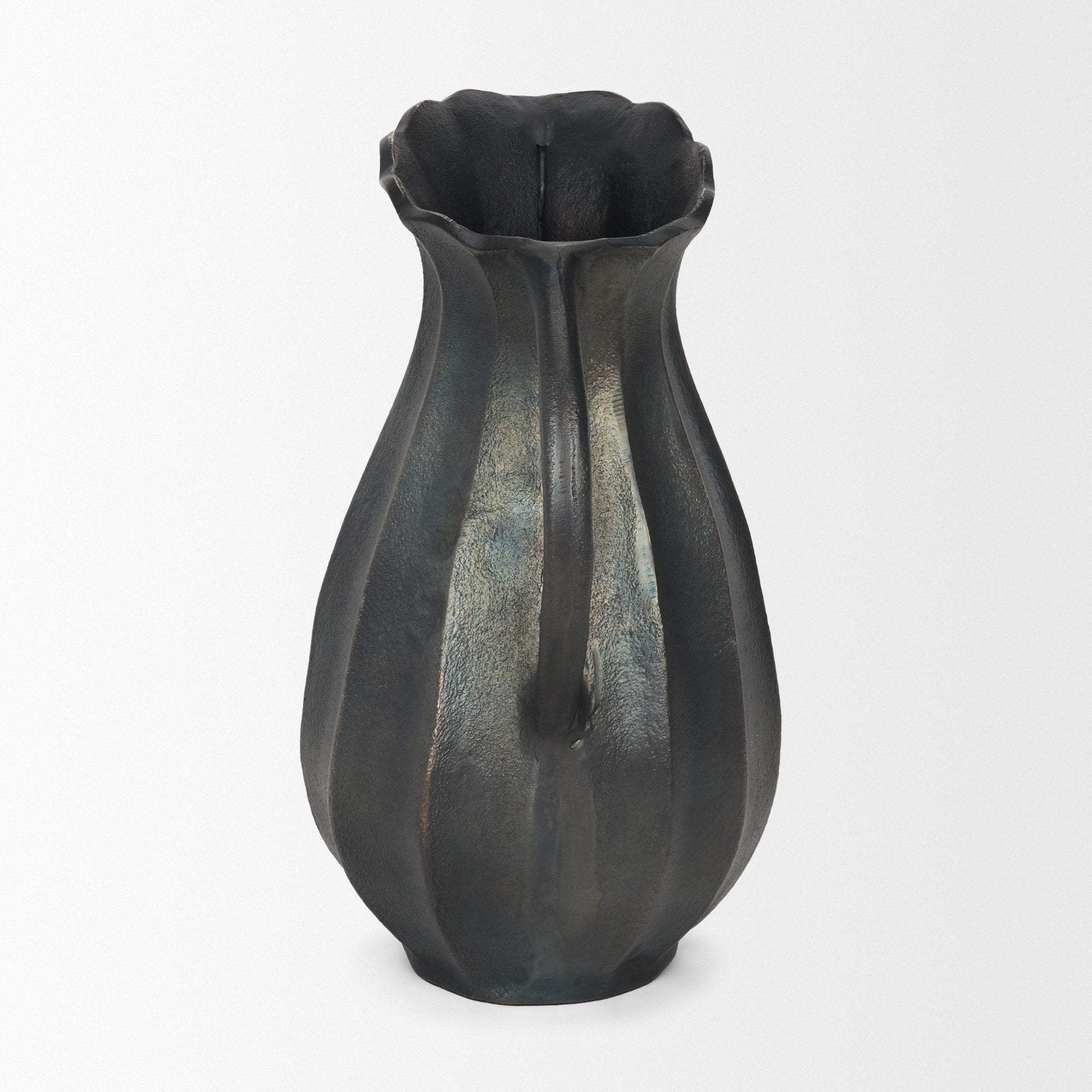 Anya Matte Black Scalloped Petal Cast Metal Jug