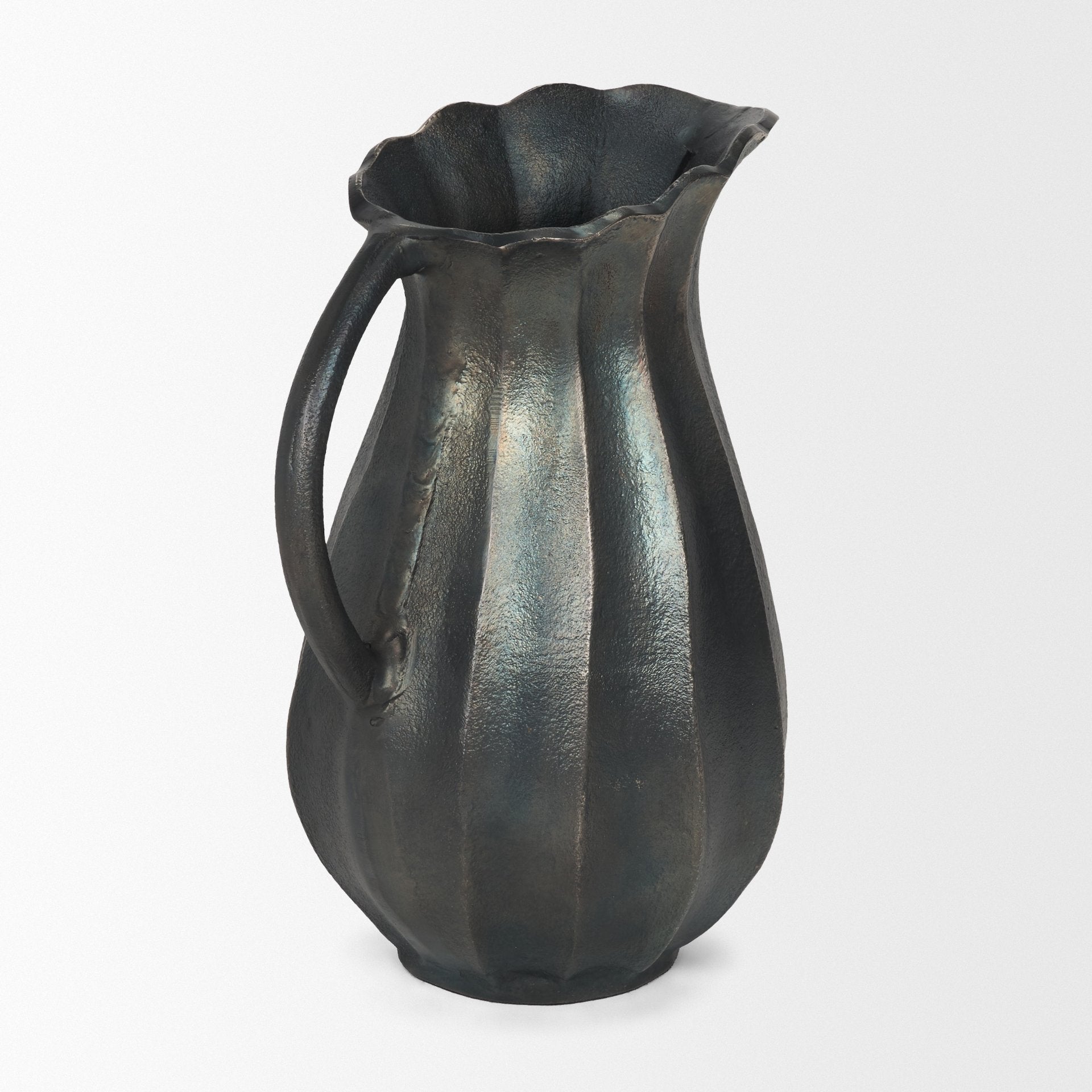 Anya Matte Black Scalloped Petal Cast Metal Jug