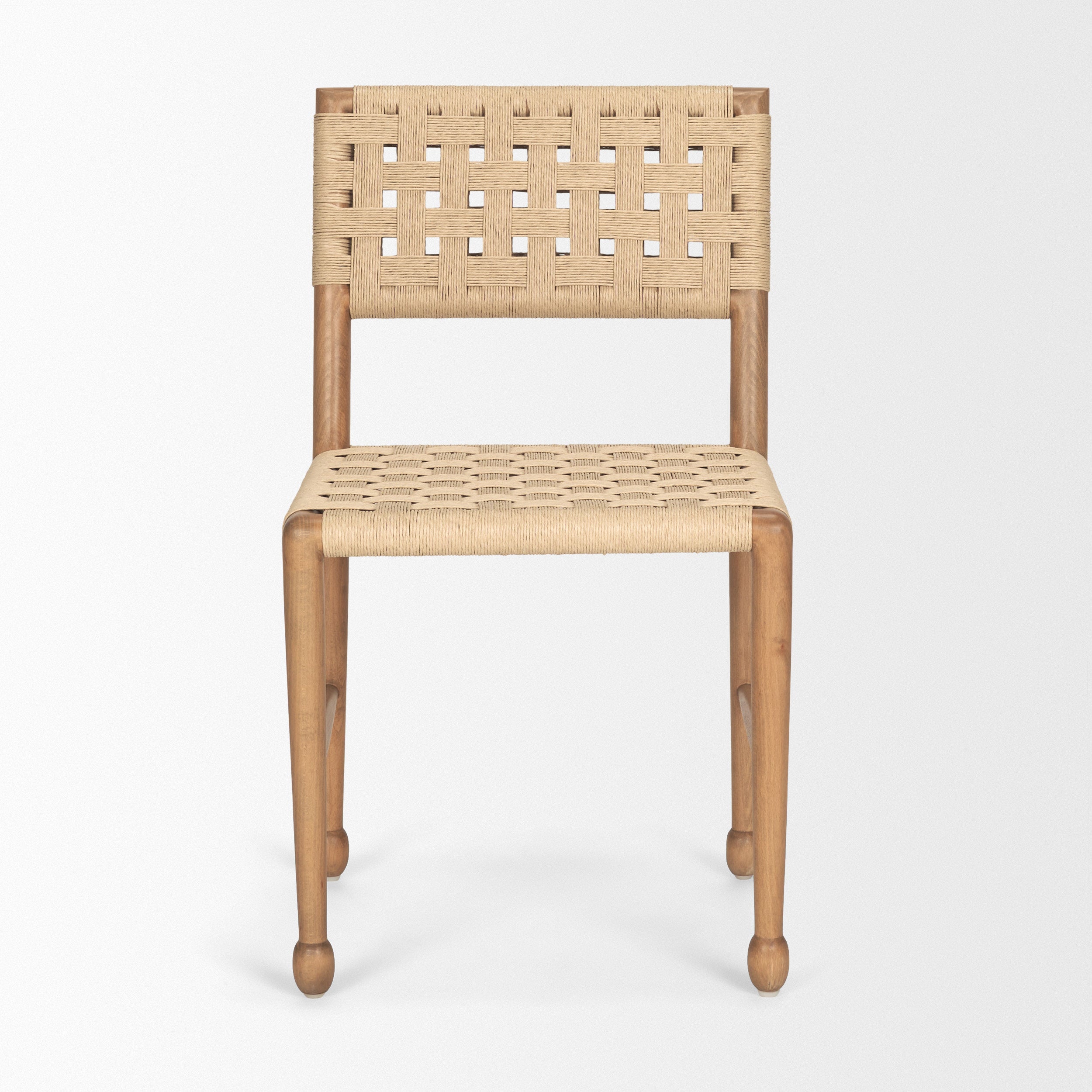 Brinley Woven Paper Rope with Brown Wood Frame Dining Chair