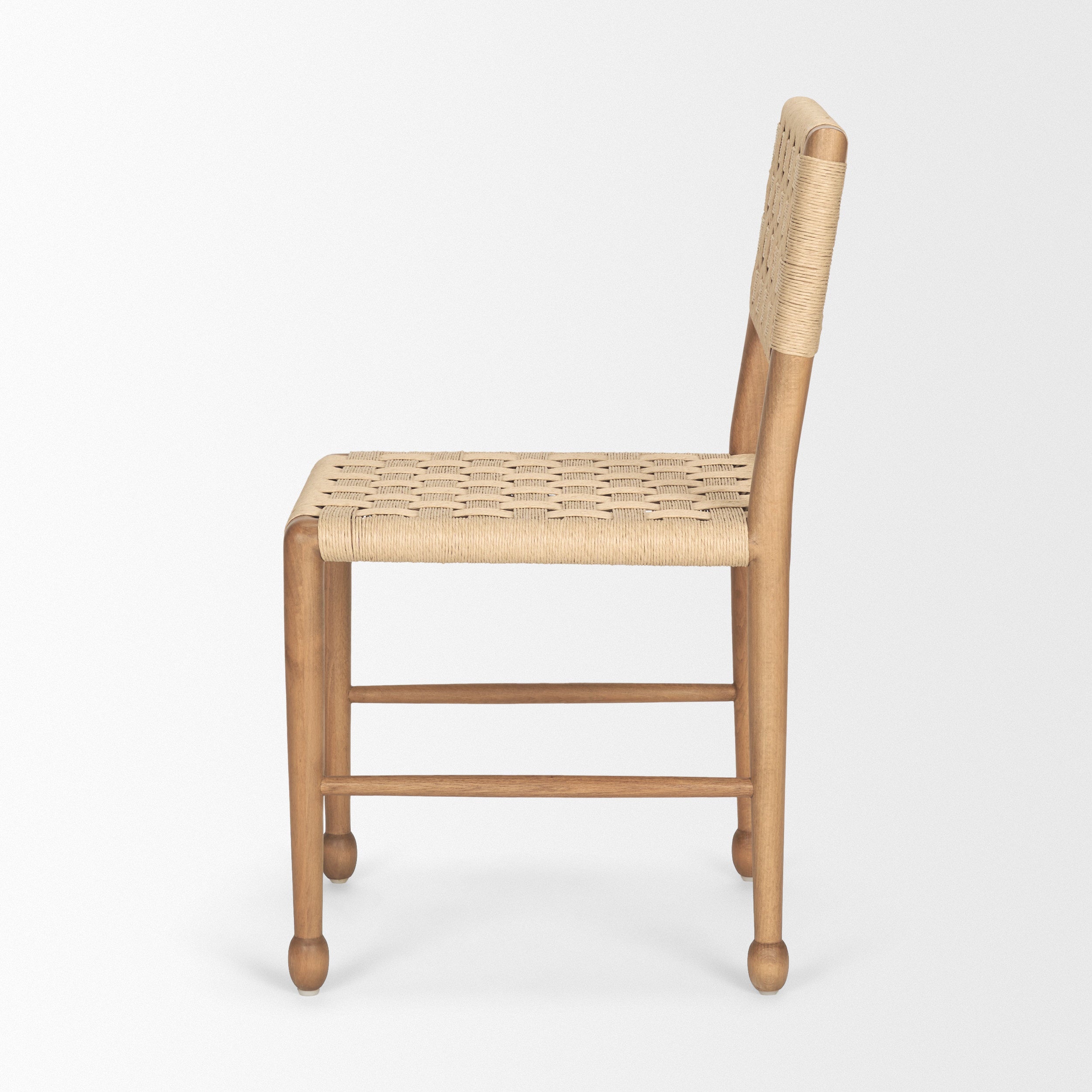 Brinley Woven Paper Rope with Brown Wood Frame Dining Chair