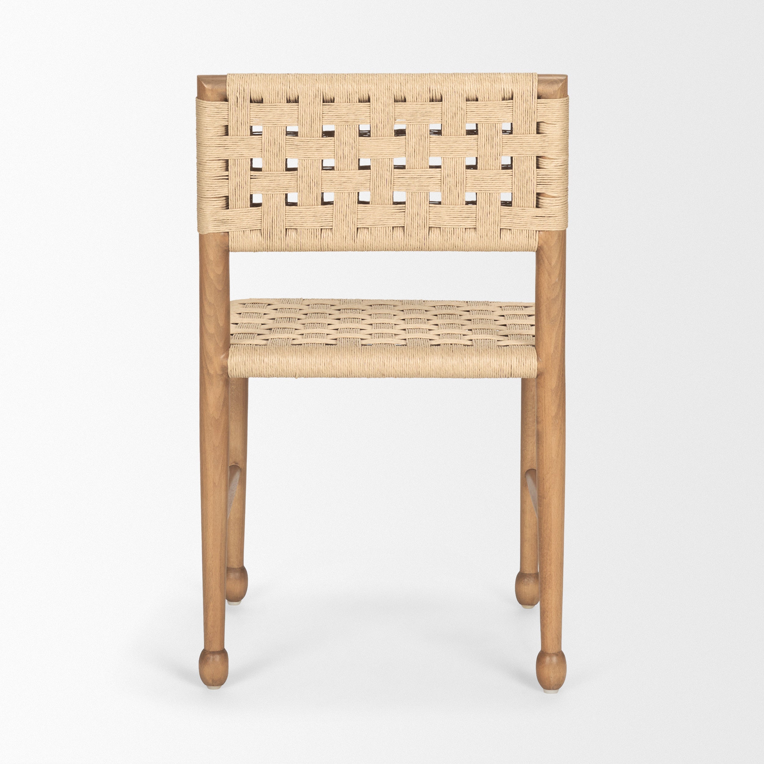 Brinley Woven Paper Rope with Brown Wood Frame Dining Chair