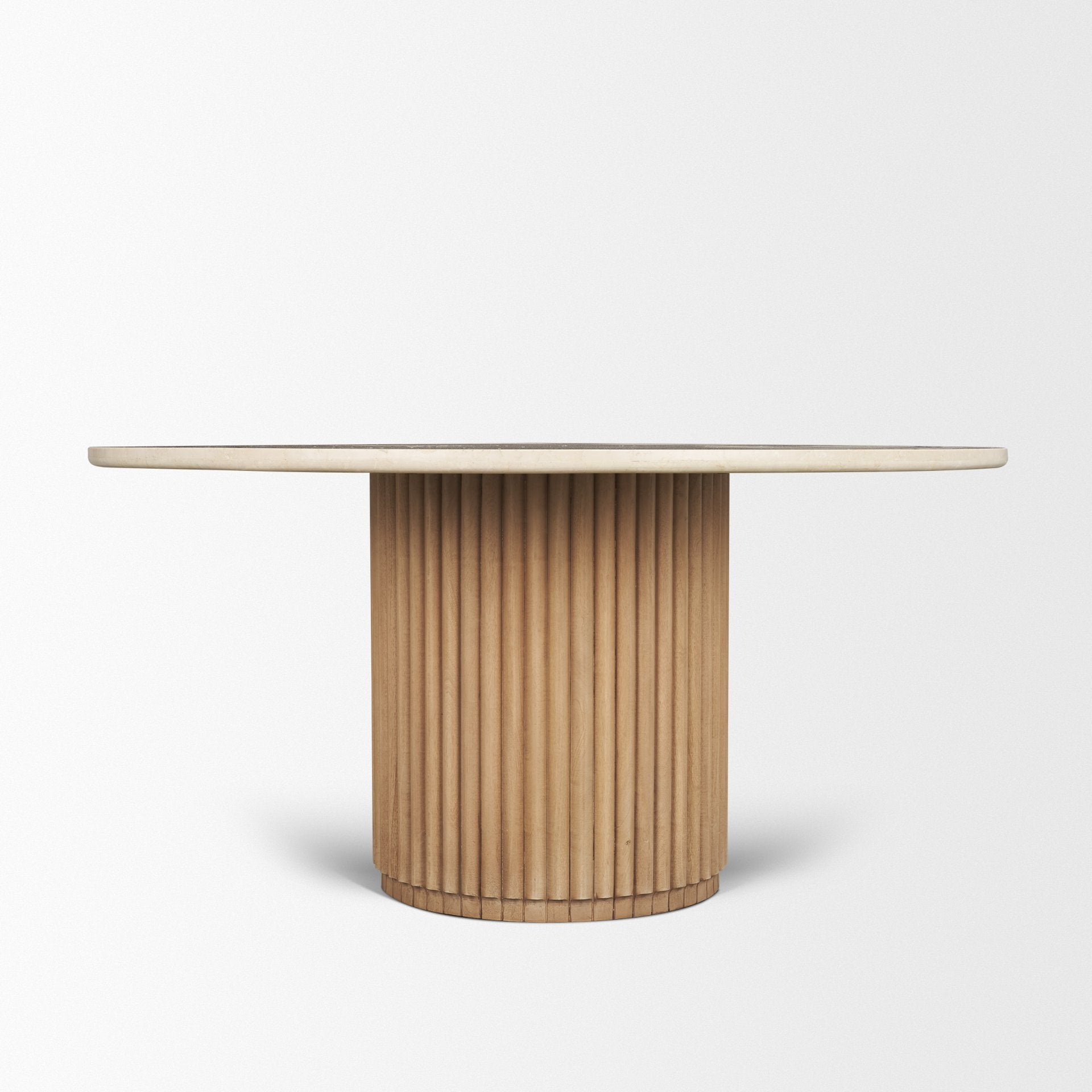 Marbrello 60" Fluted Wood Round Dining Table