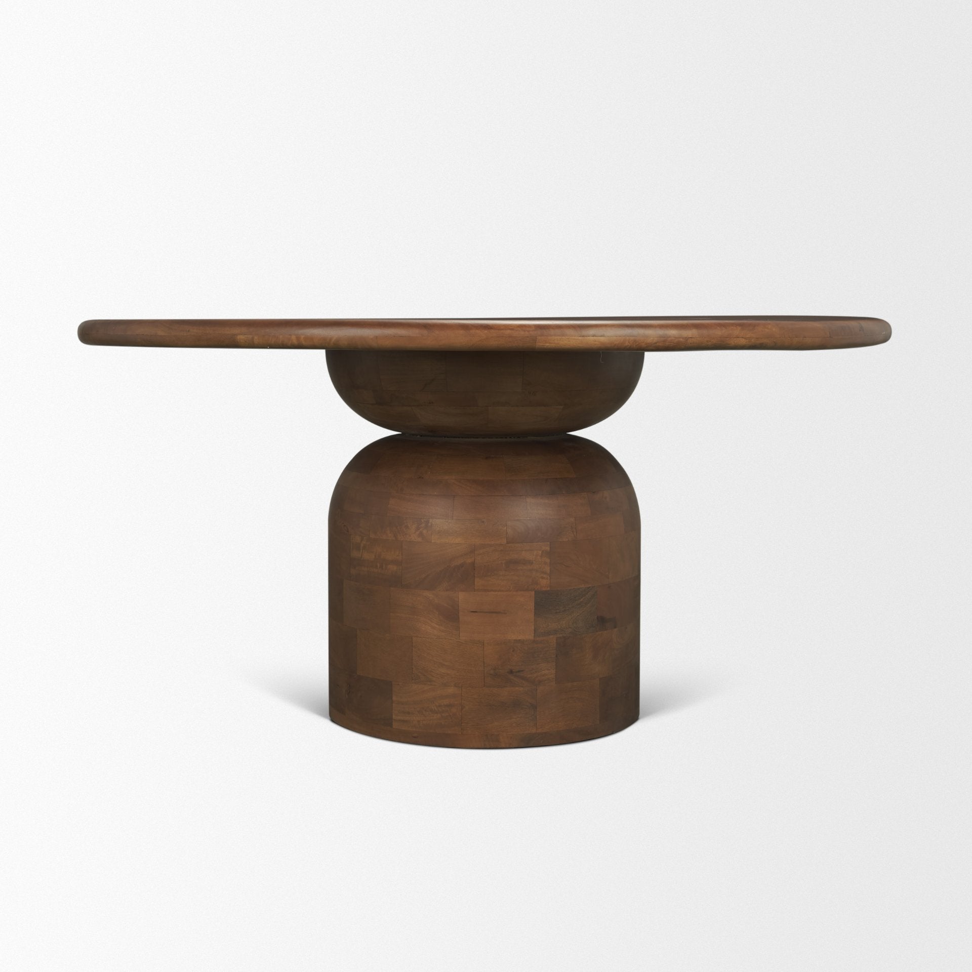 Atlas Wood Stacked Pedestal Base Round Dining Table