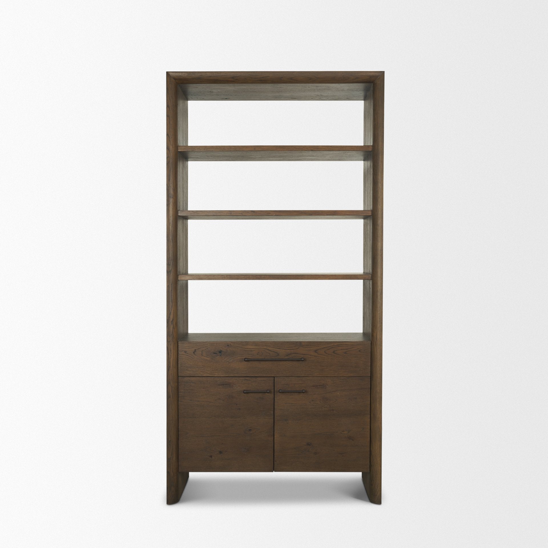 Belford 2-Door Open Oak Wood Shelving Unit