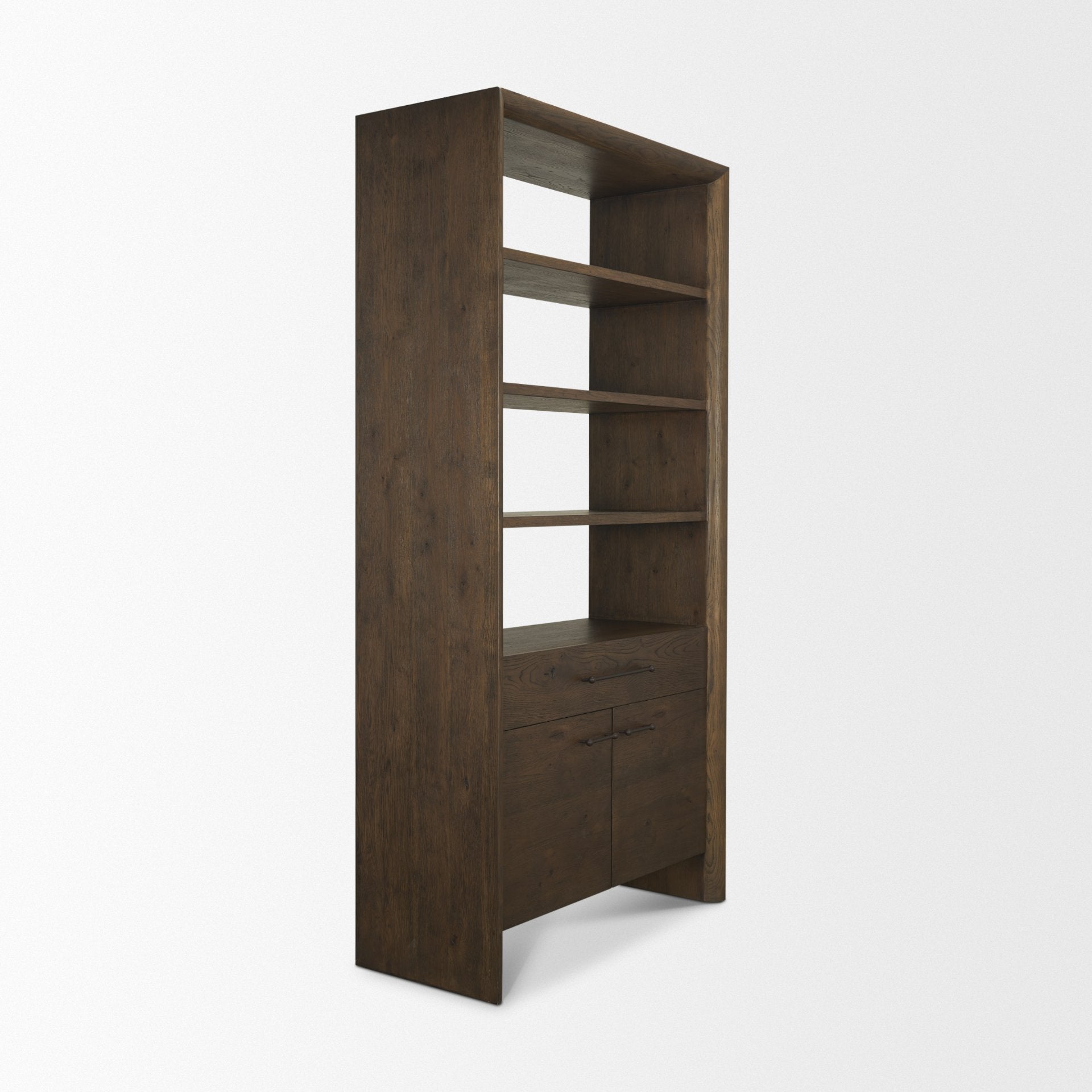 Belford 2-Door Open Oak Wood Shelving Unit