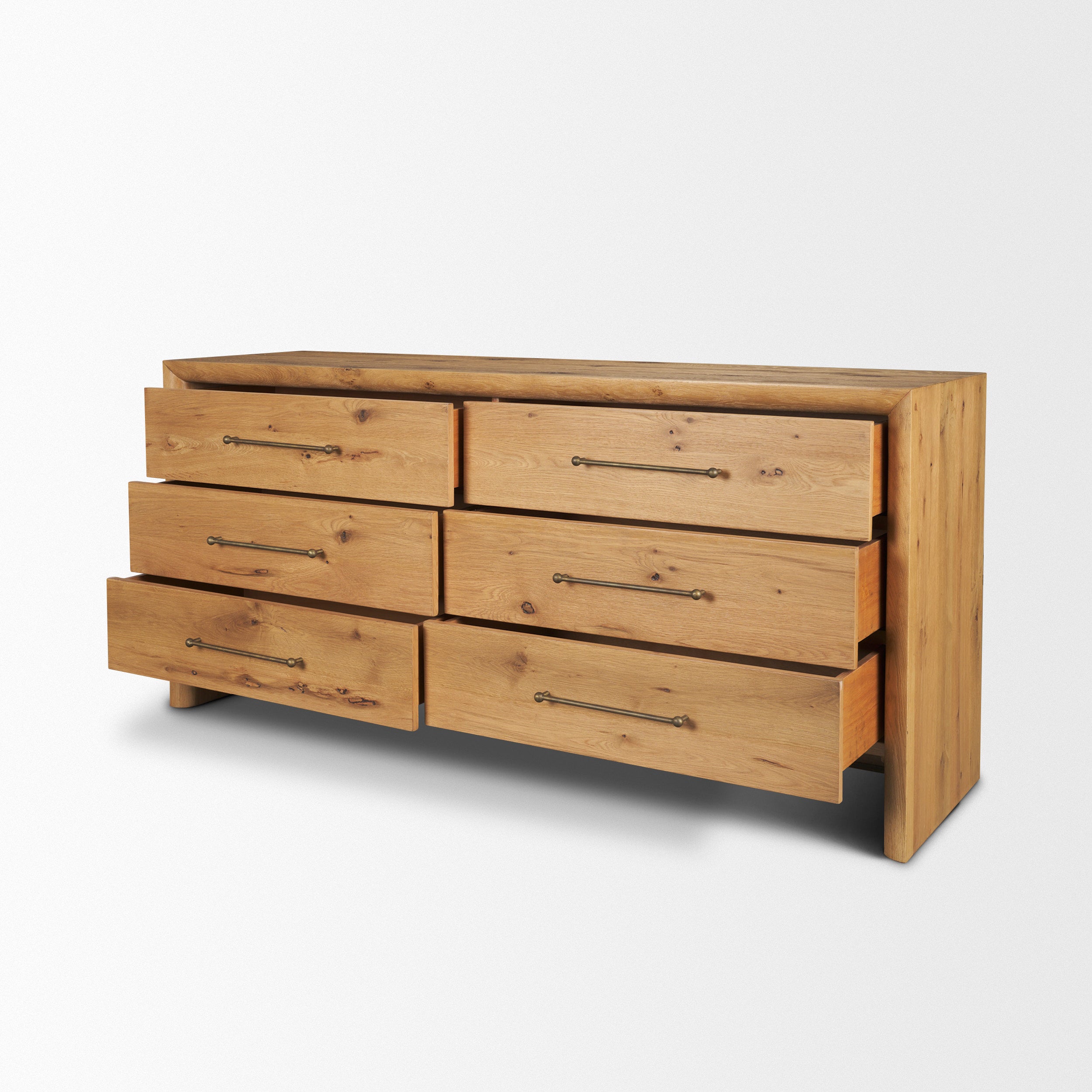 Belford 6-Drawer Light Brown Oak Wood Dresser