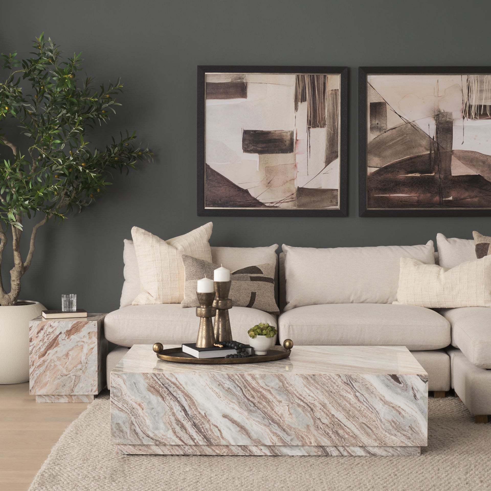Matteo Solid Marble Square Side Table