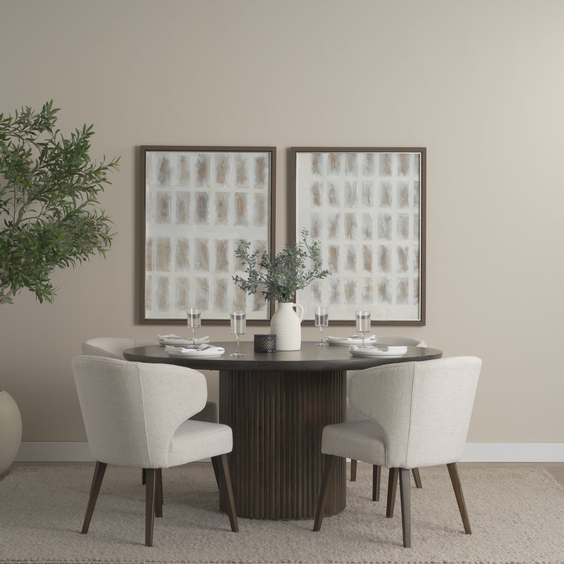 Terra Fluted Dining Table - 4 Niles Chairs