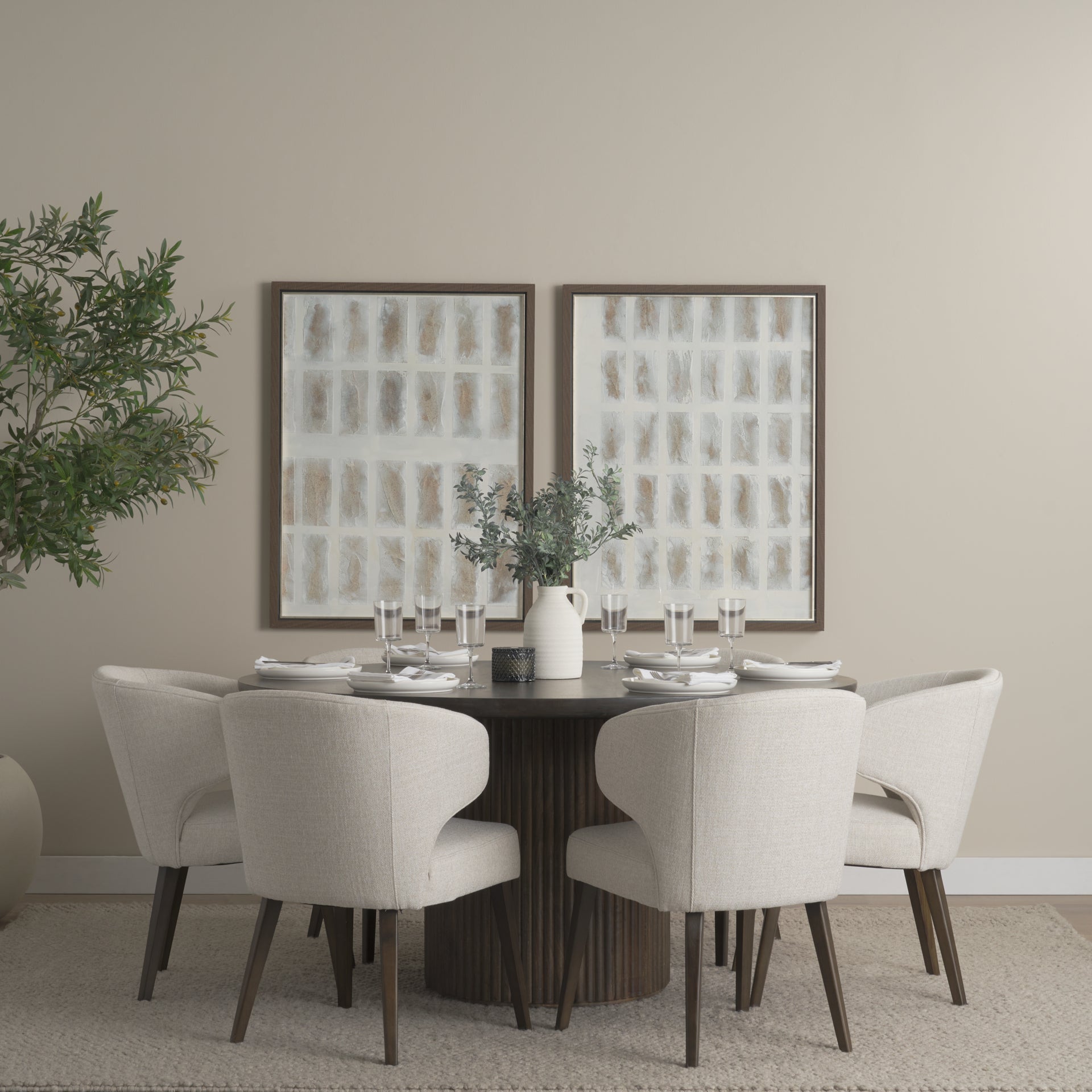Terra Fluted Dining Table - 6 Niles Chairs