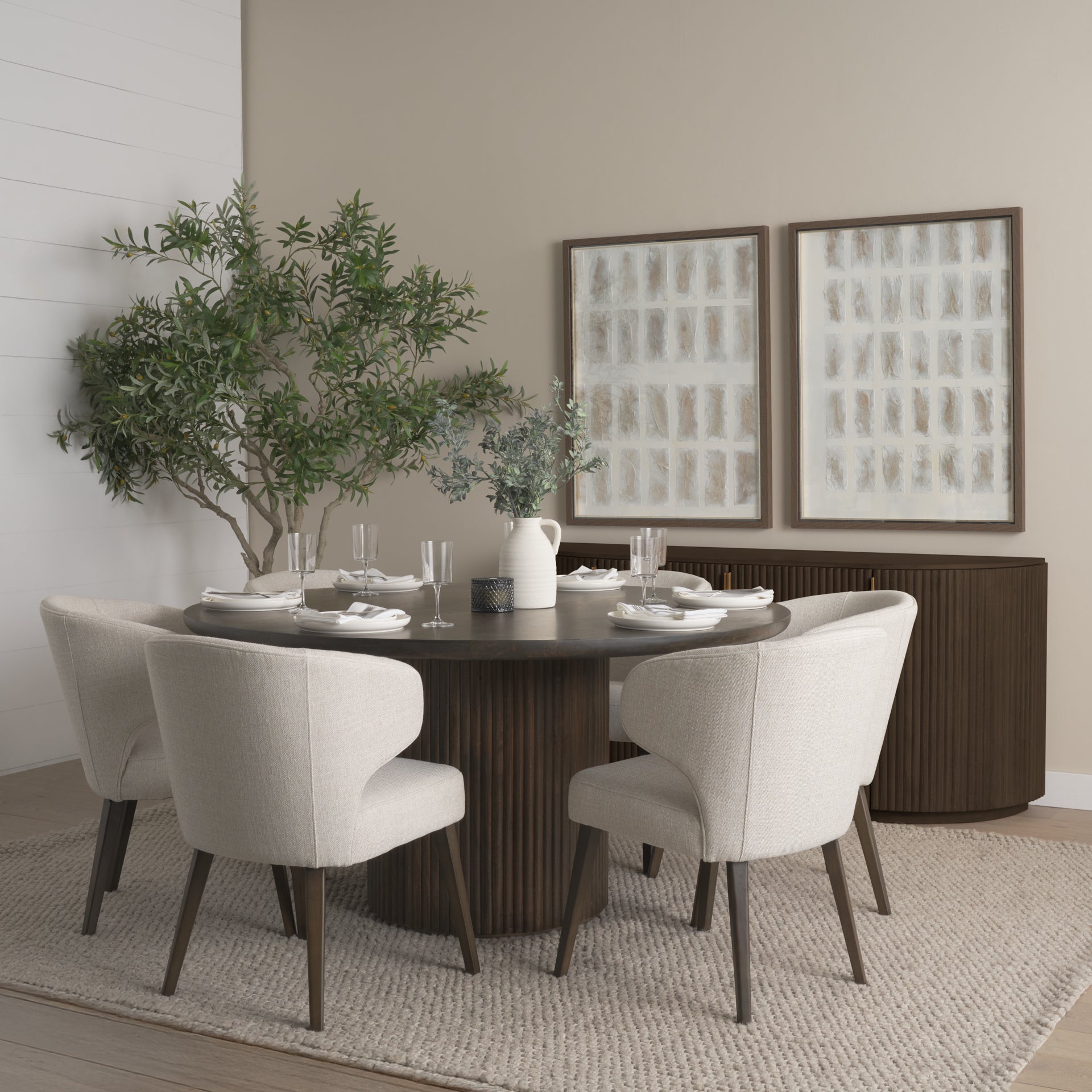 Terra Fluted Dining Table - 6 Niles Chairs - Terra Sideboard