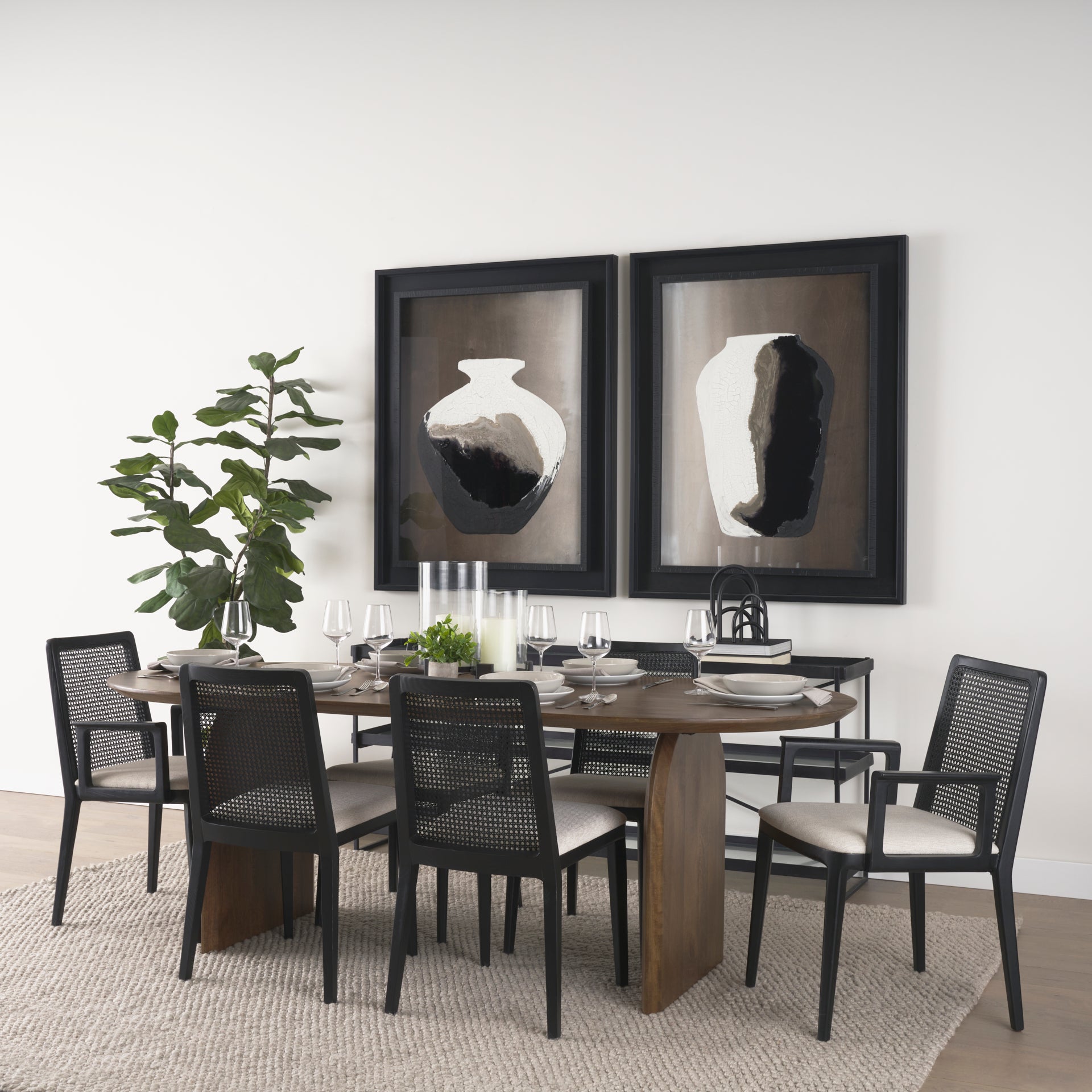 Clara Cane Back Armless Dining Chair