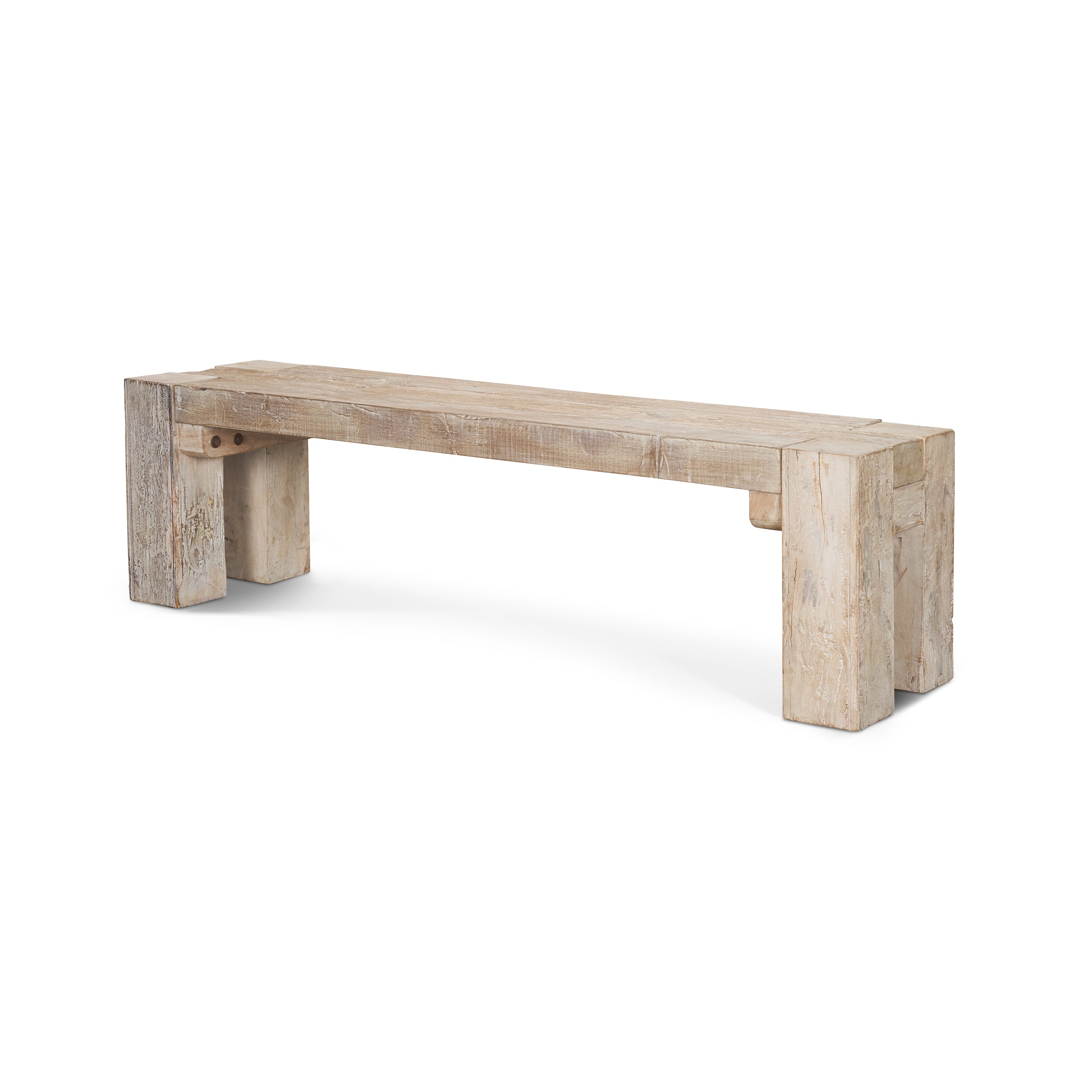 McArthur 64" Whitewash Reclaimed Wood Bench