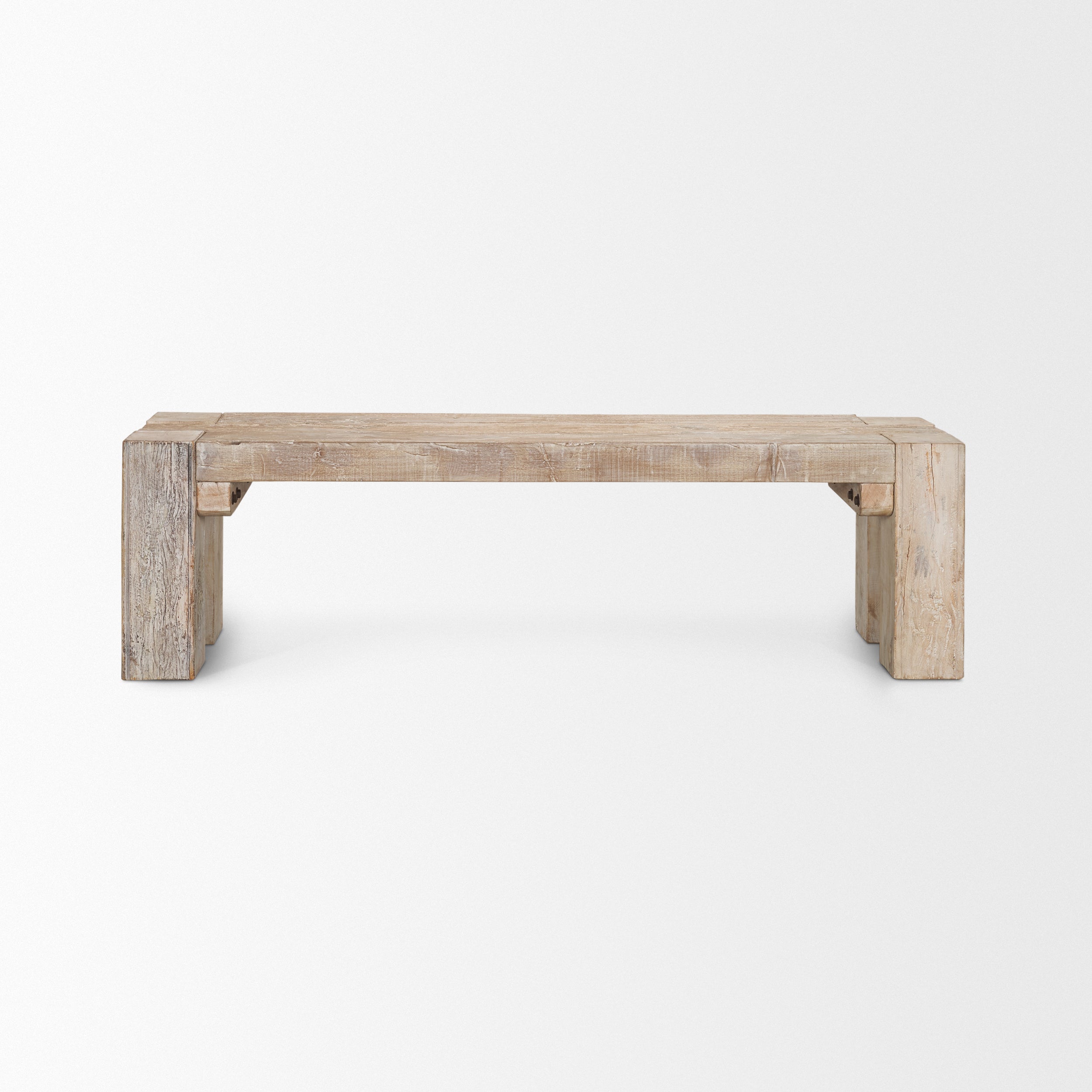 McArthur 64" Whitewash Reclaimed Wood Bench