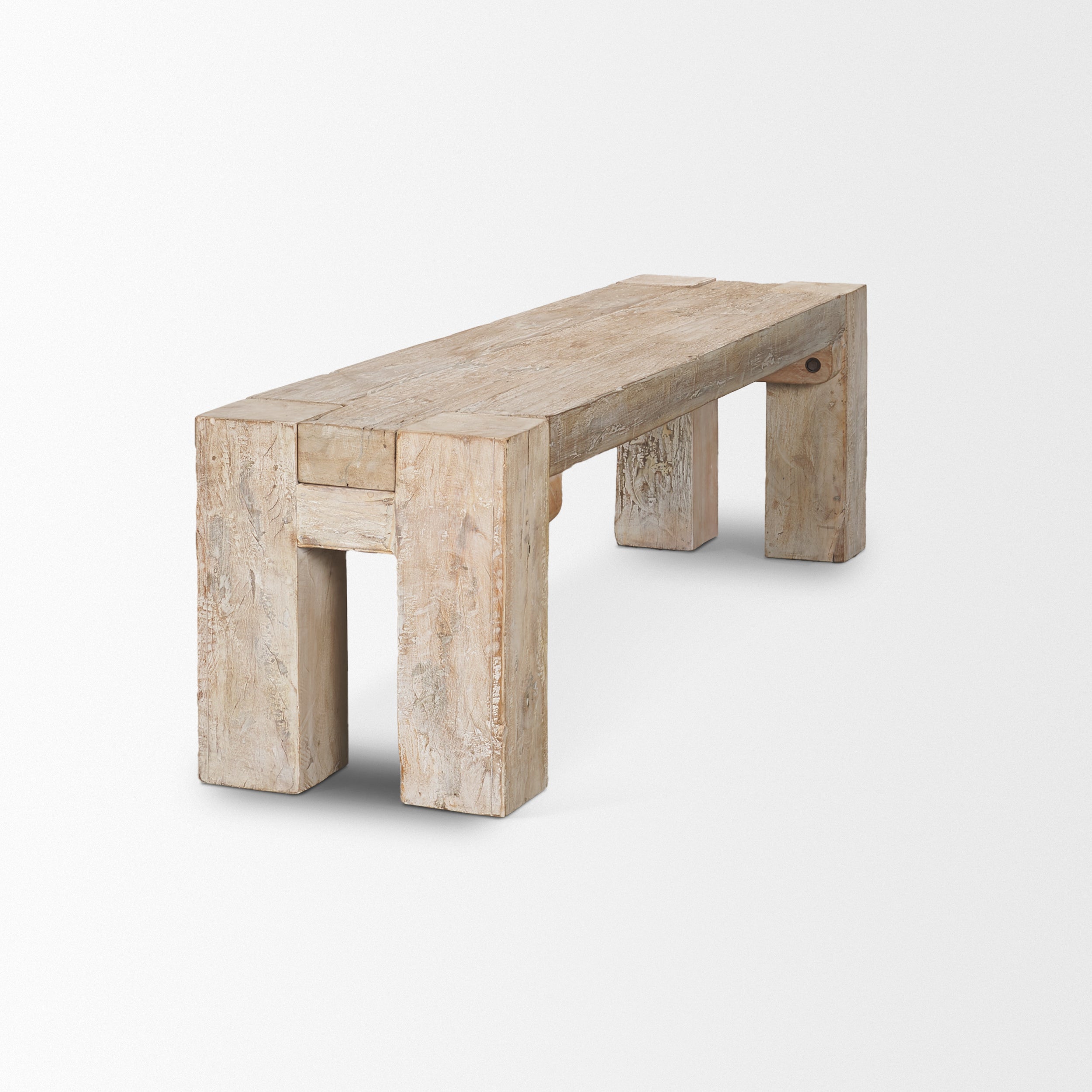 McArthur 64" Whitewash Reclaimed Wood Bench
