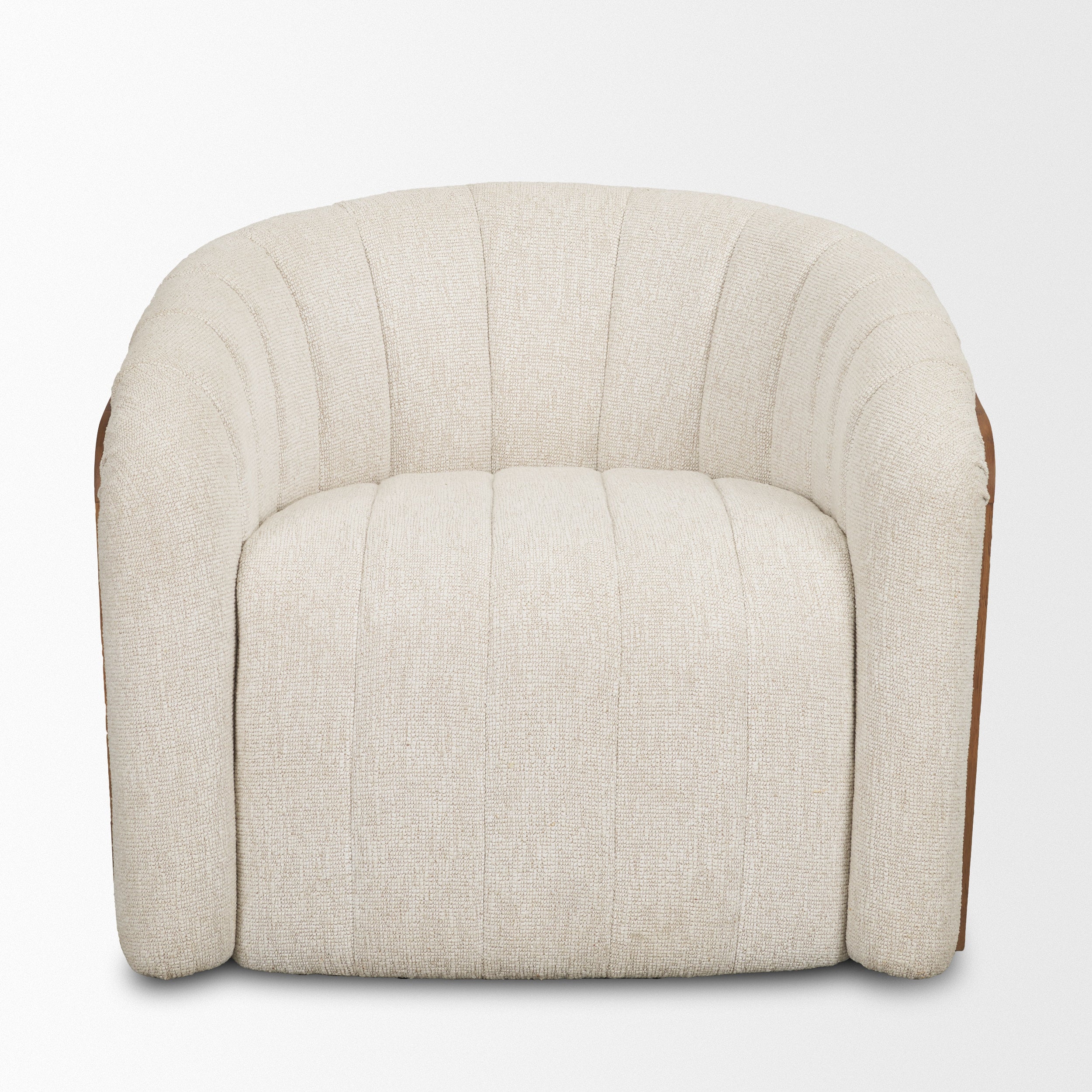 Fonda Cream Fabric with Natural Jute Swivel Accent Chair