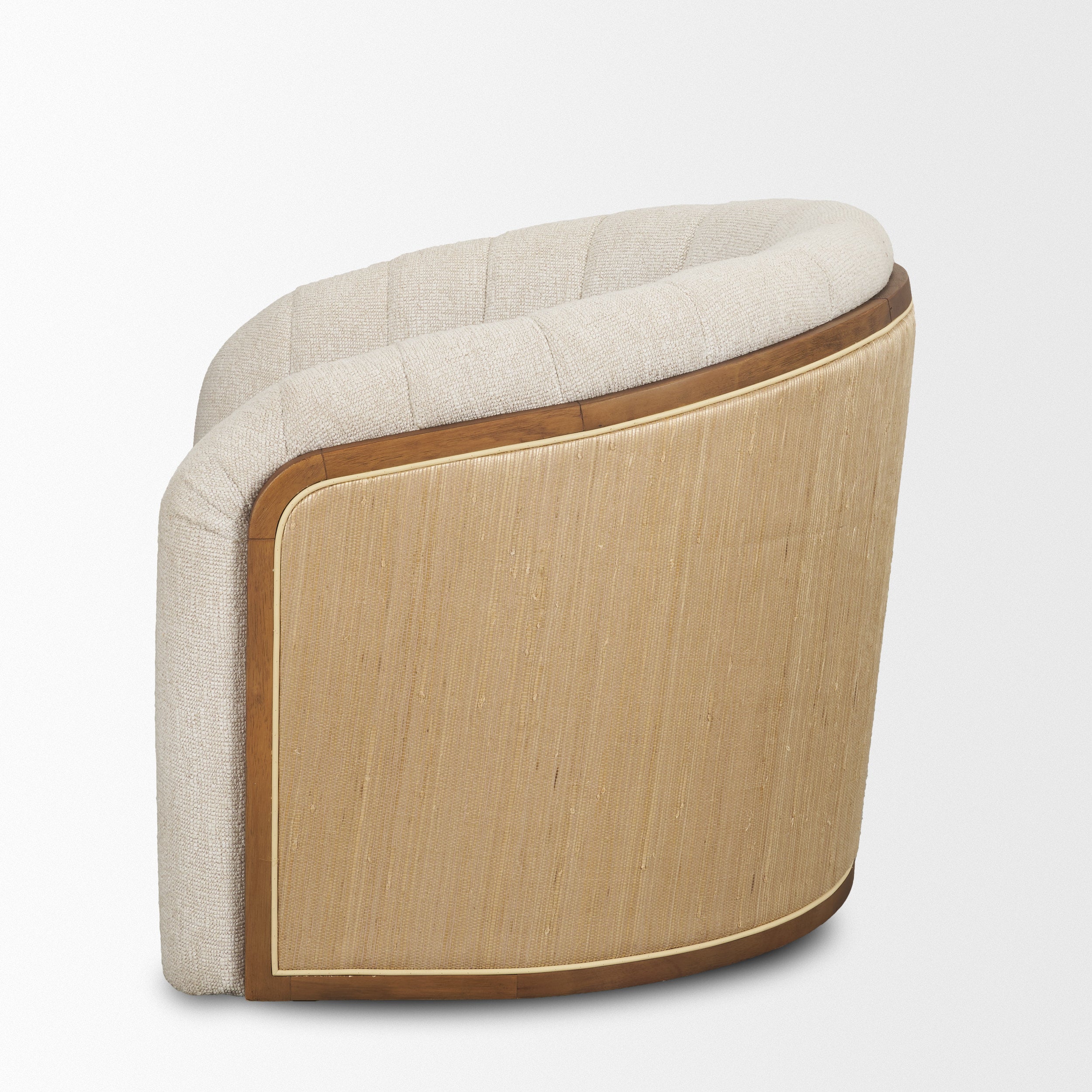 Fonda Cream Fabric with Natural Jute Swivel Accent Chair
