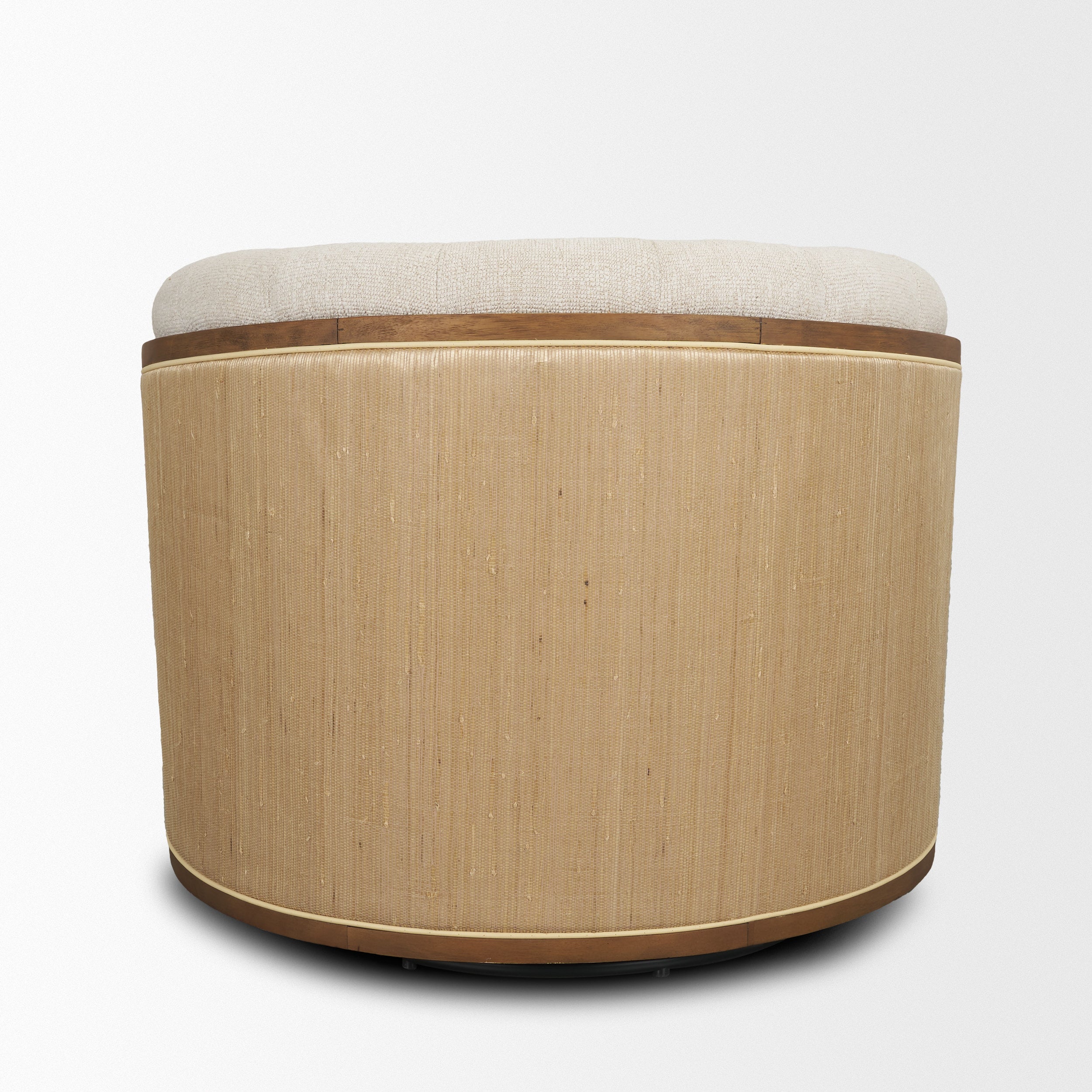 Fonda Cream Fabric with Natural Jute Swivel Accent Chair