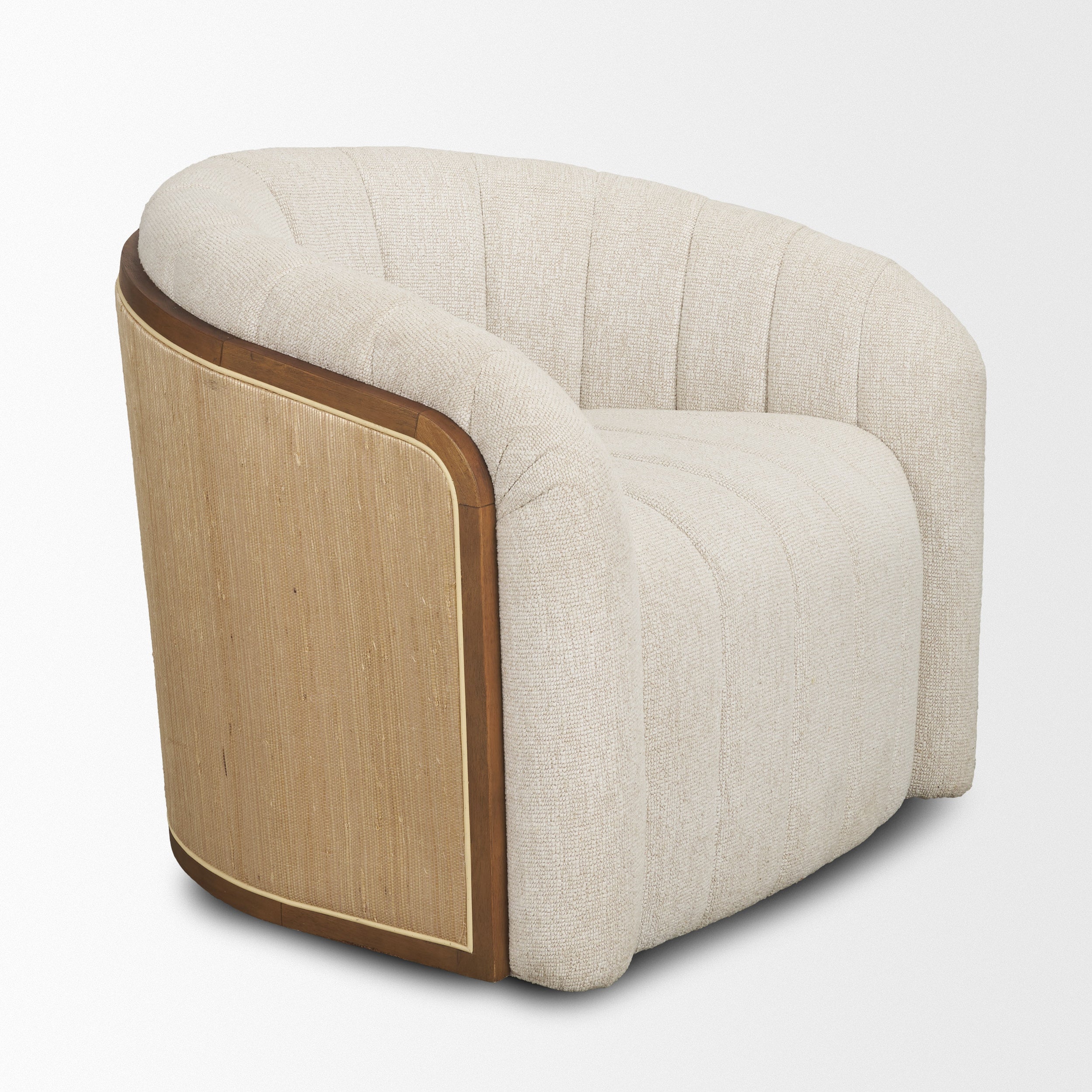 Fonda Cream Fabric with Natural Jute Swivel Accent Chair