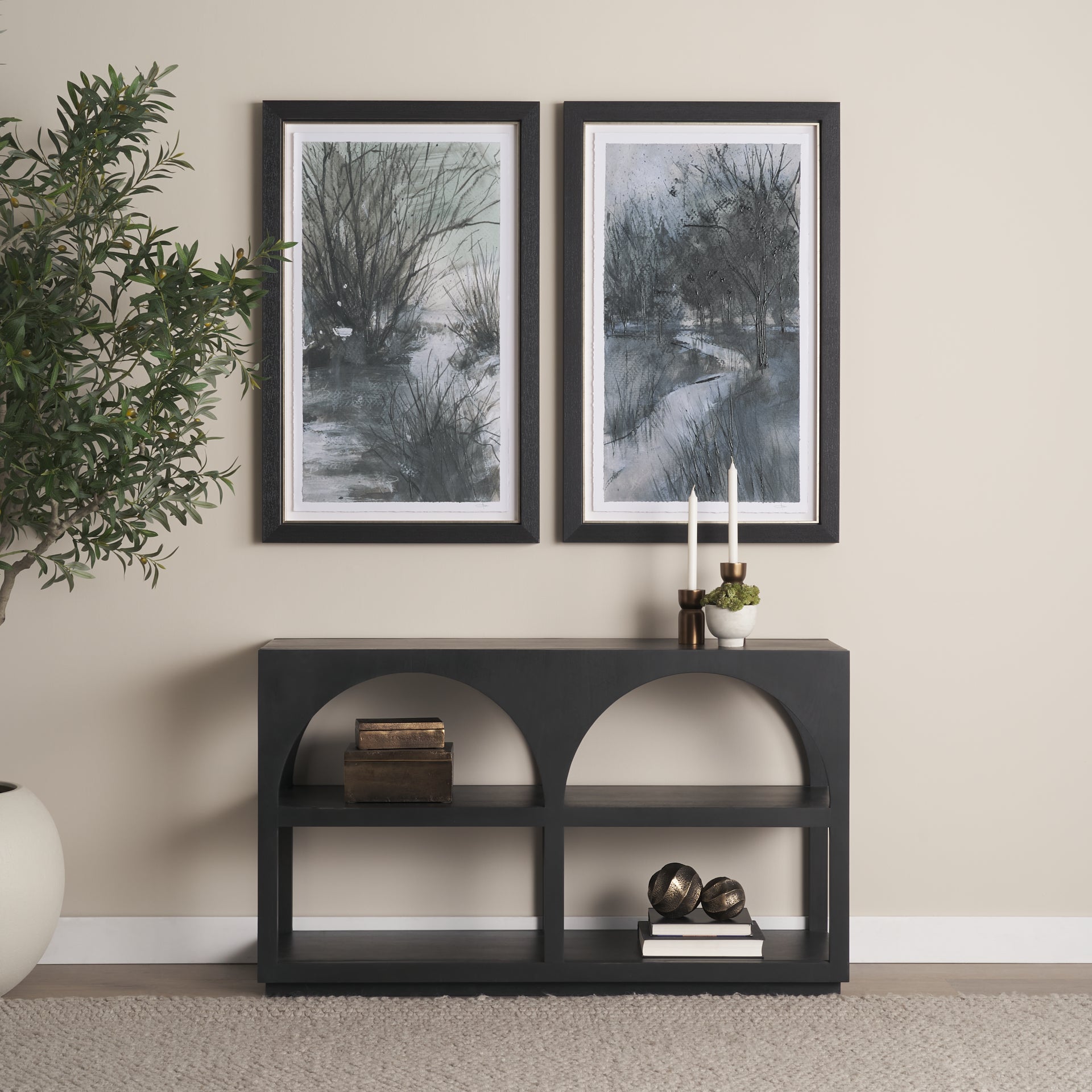 Bela Matte Black Arched Console Table