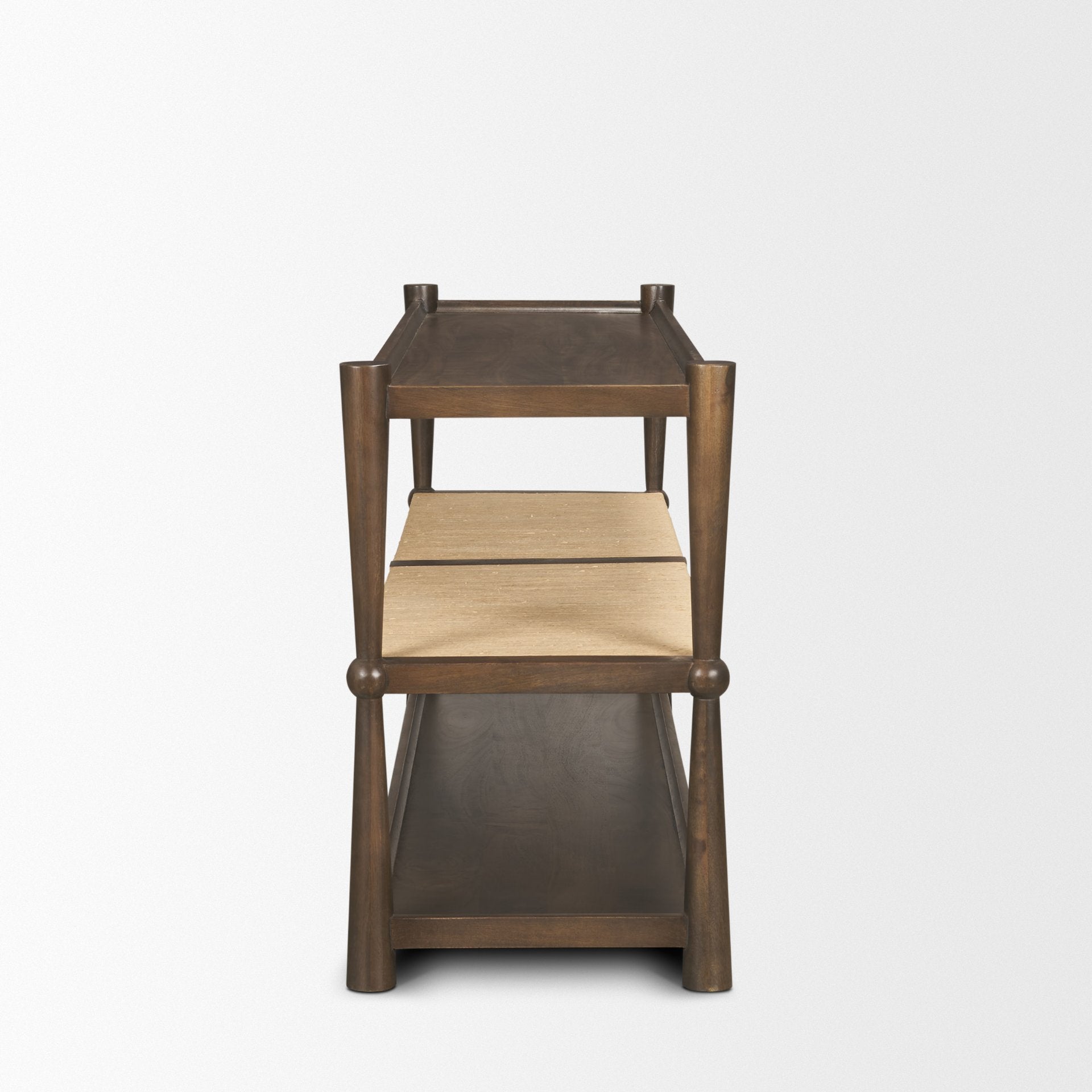 Bondi Dark Brown Wood with Paper Rope Shelf Console Table