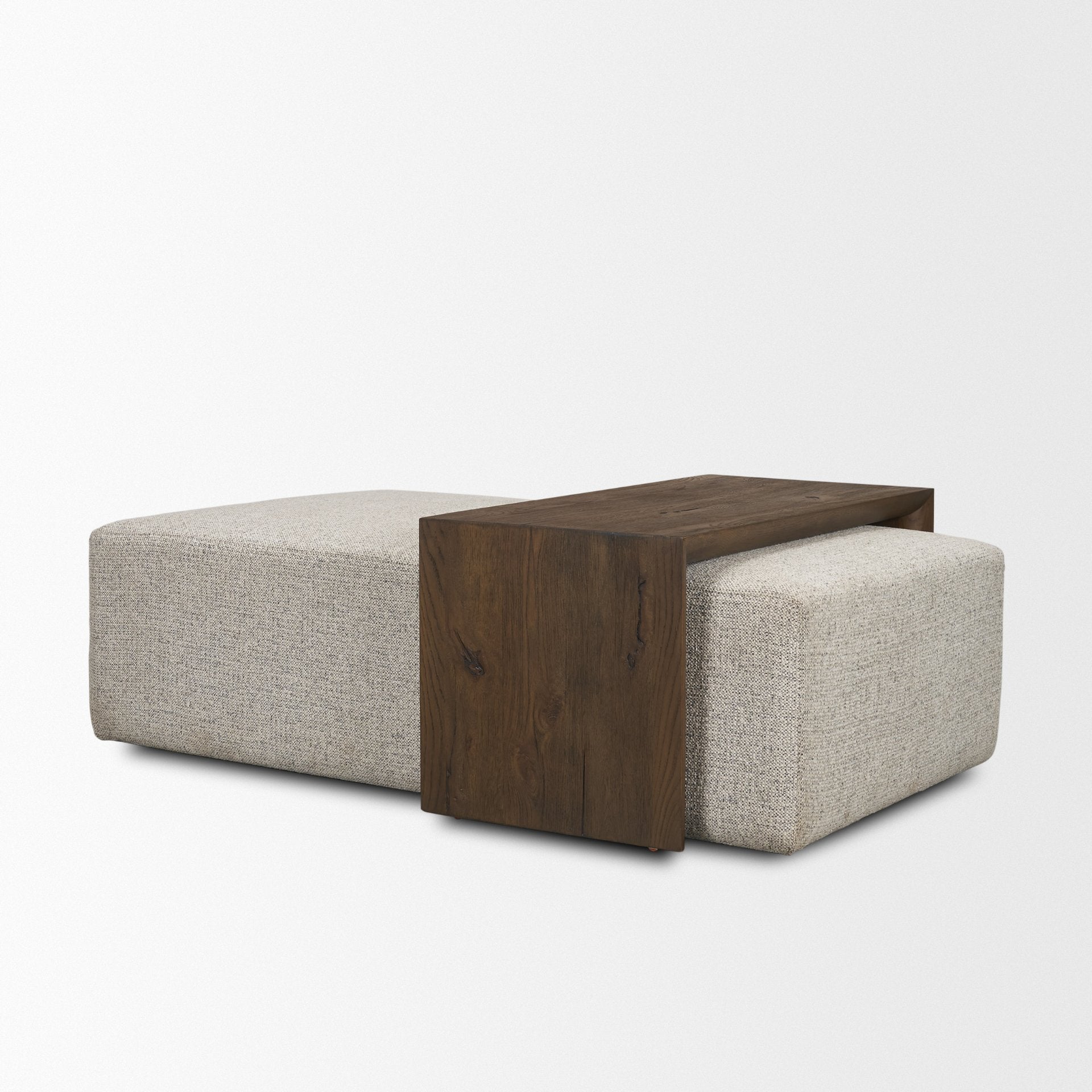 Trayden Gray Fabric with Brown Slider Top Coffee Table