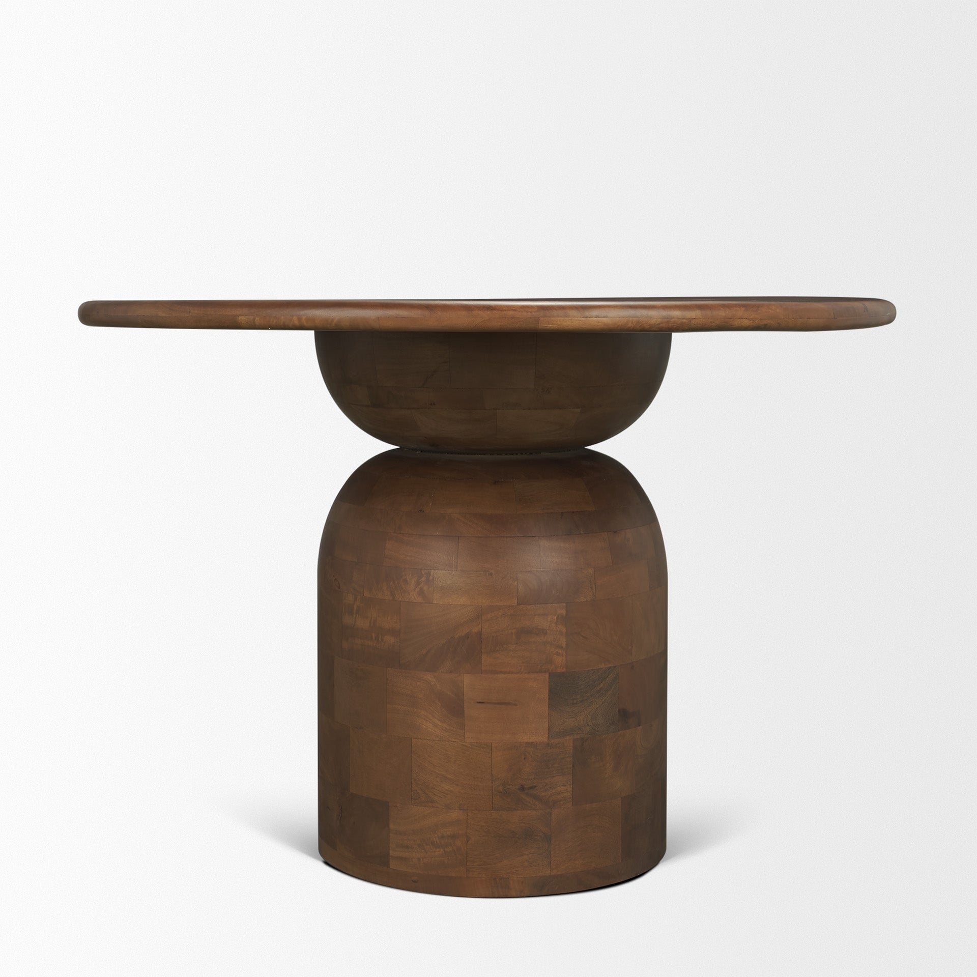 Atlas Wood Stacked Pedestal Base Round Dining Table