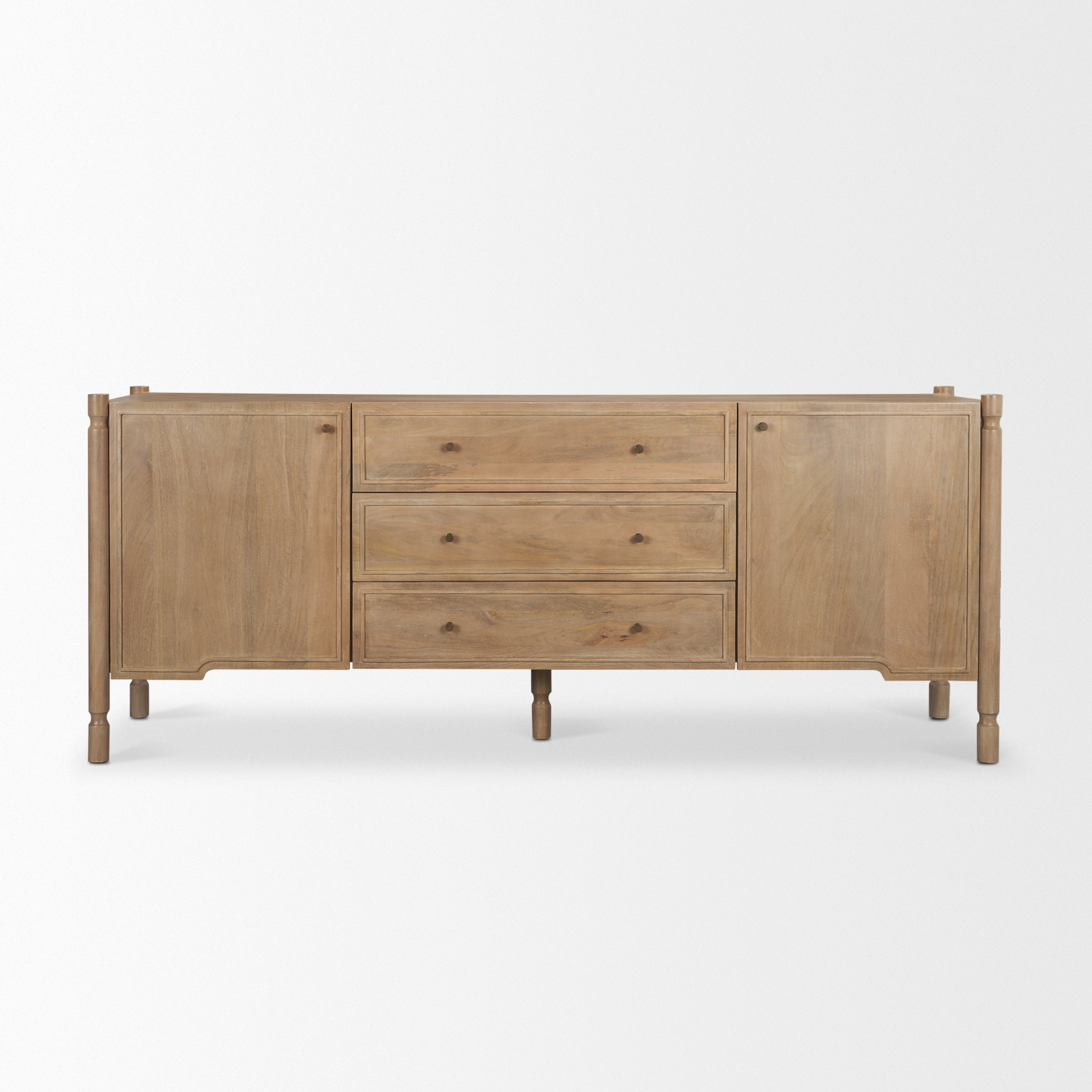 Phil Light Brown Wood 2 Door 3 Drawer Closed Sideboard