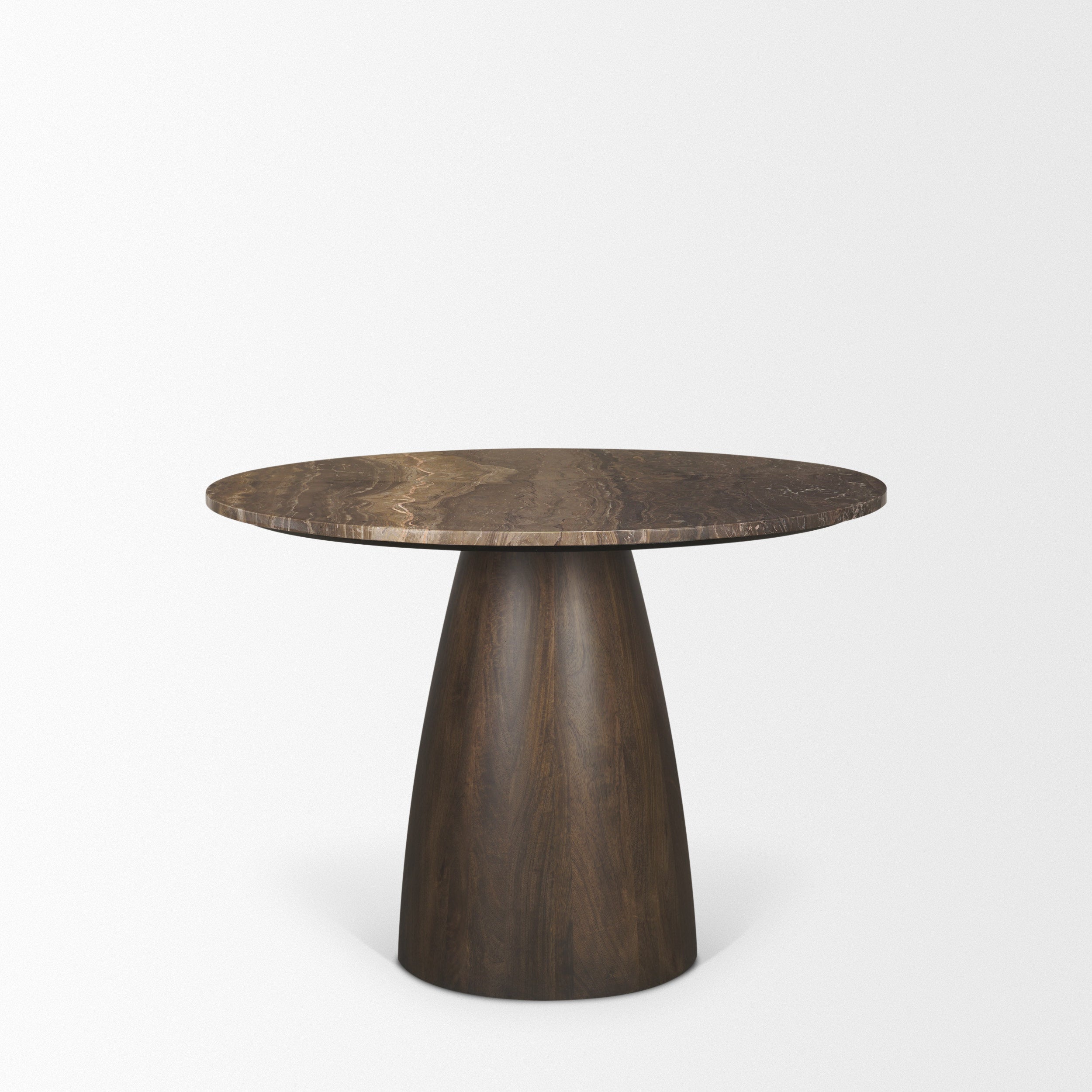 Allyson 42" Round Dark Brown with Cappuccino Marble Pedestal Dining Table