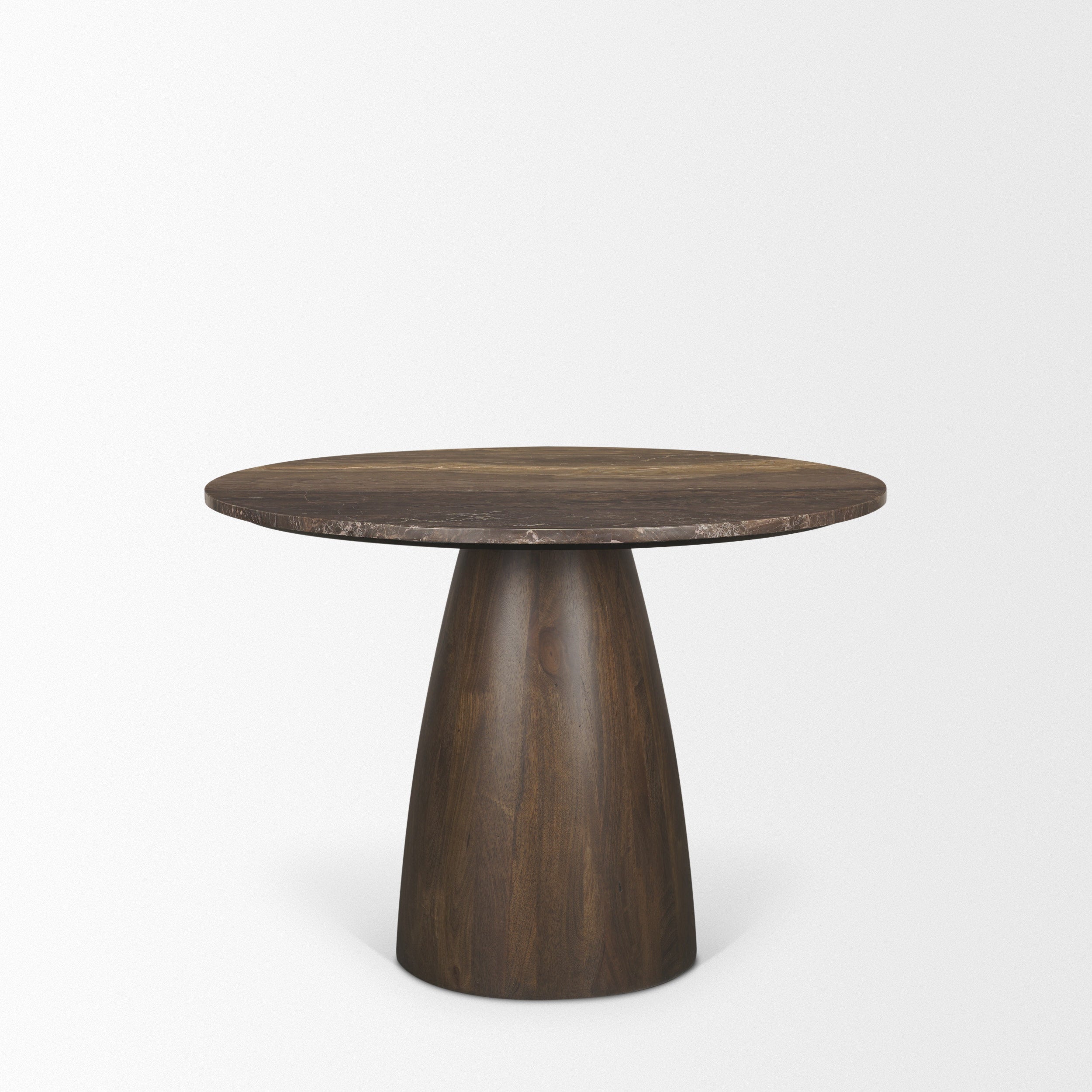 Allyson 42" Round Dark Brown with Cappuccino Marble Pedestal Dining Table