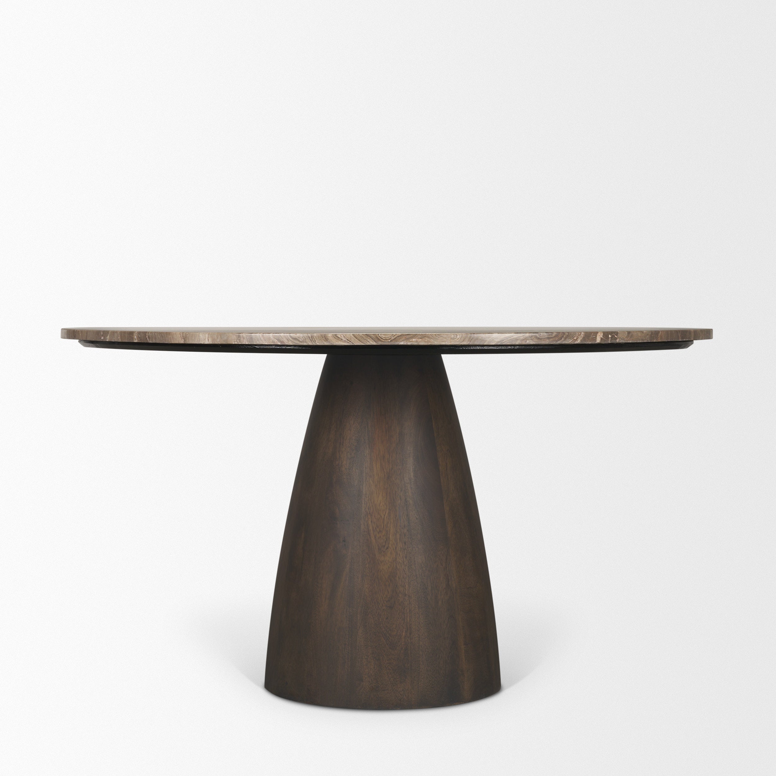Allyson 54" Round Dark Brown with Cappuccino Marble Pedestal Dining Table