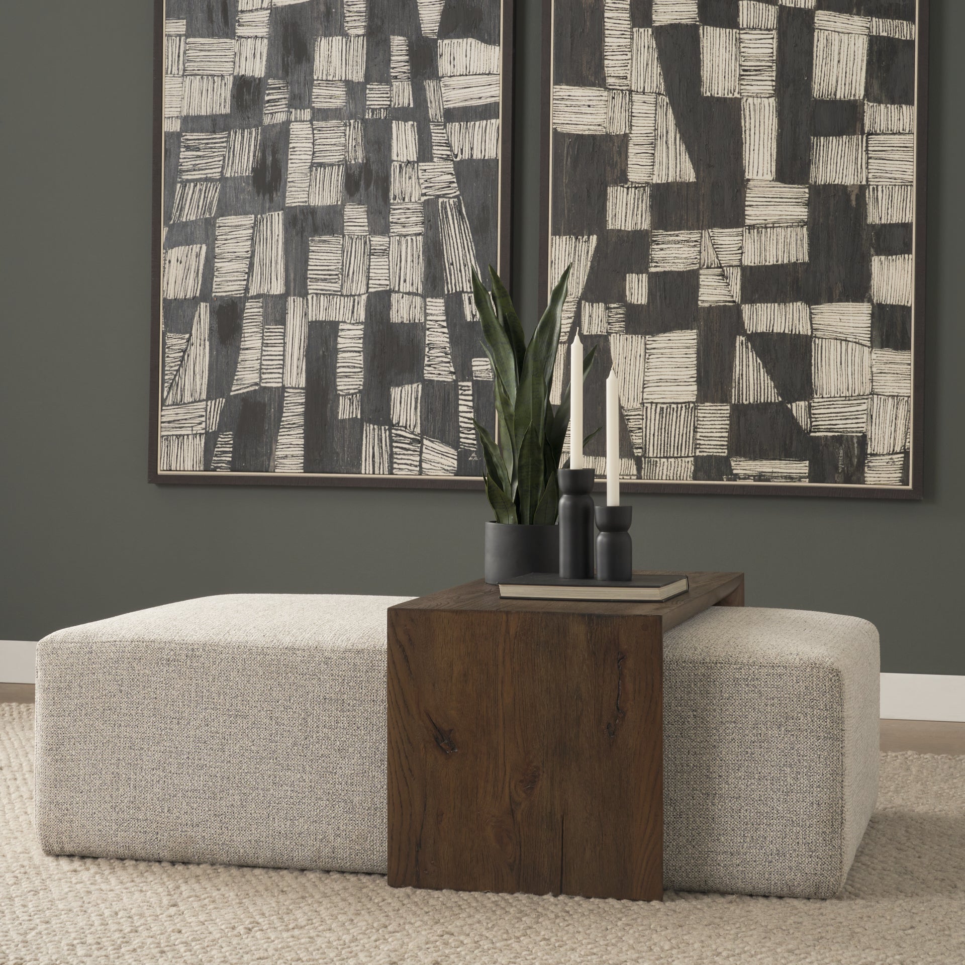 Trayden Gray Fabric with Brown Slider Top Coffee Table